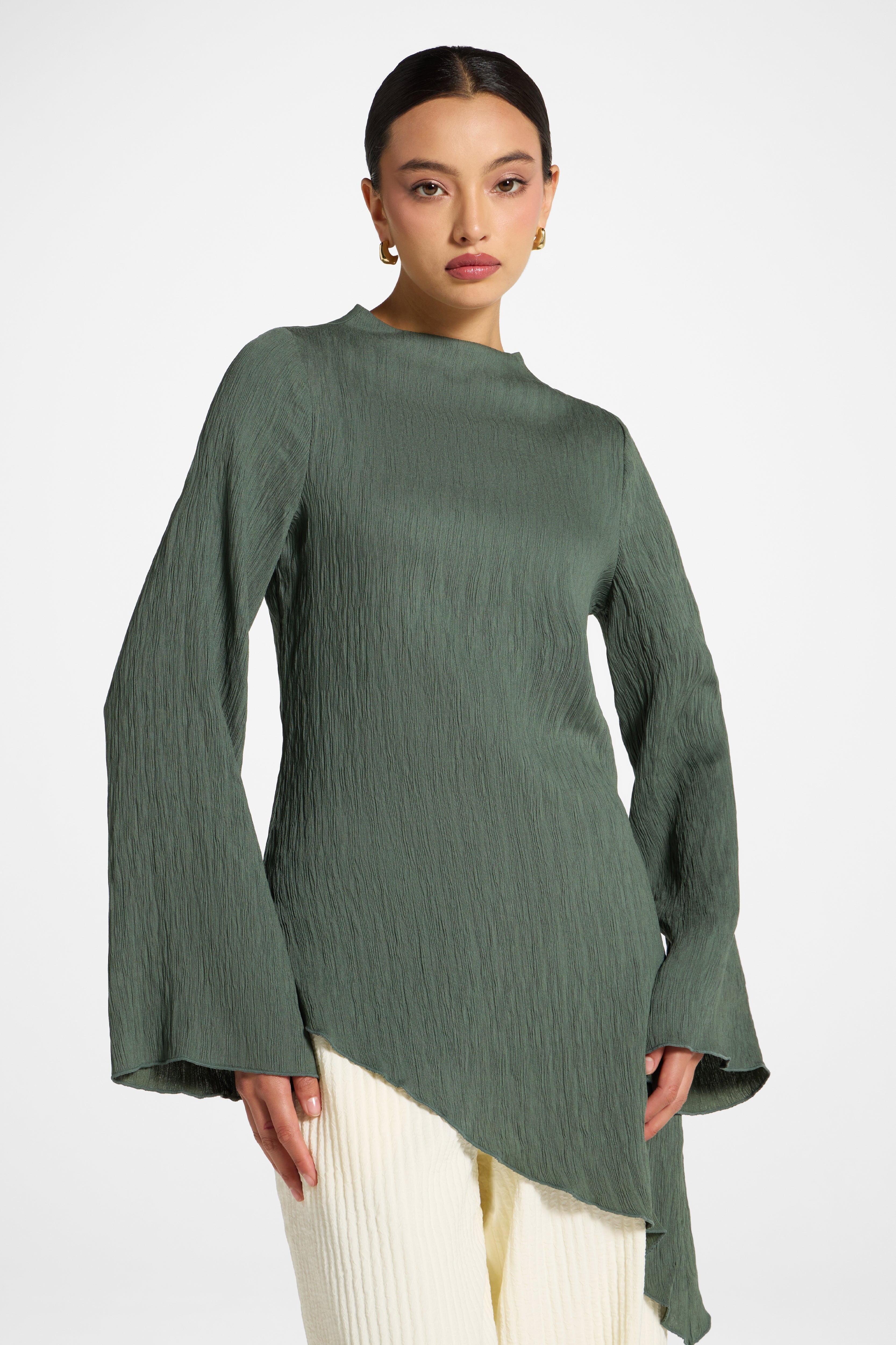 Asymmetric Textured Top - Basil Abayas Veiled 