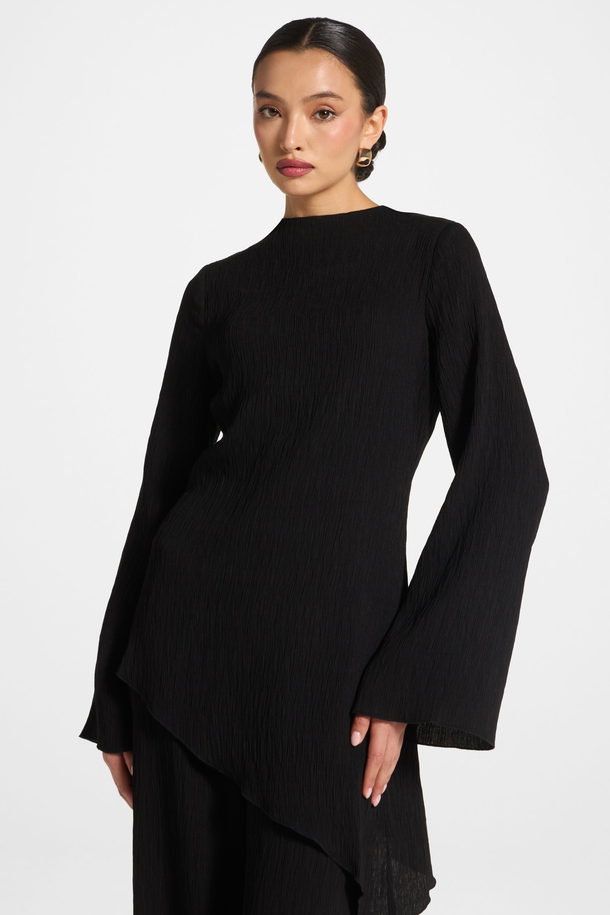 Asymmetric Textured Top - Black
