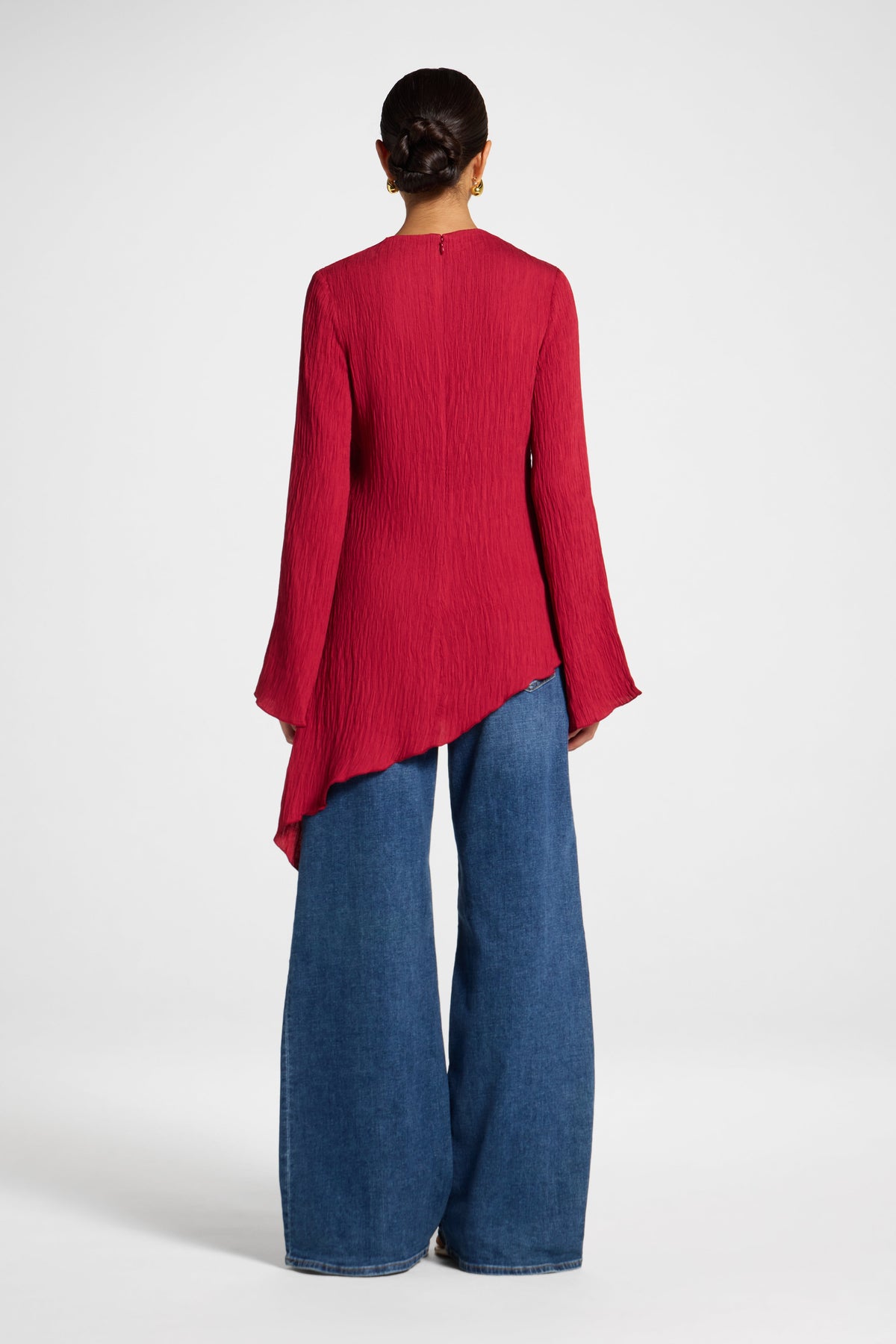 Asymmetric Textured Top - Dark Cherry Veiled 