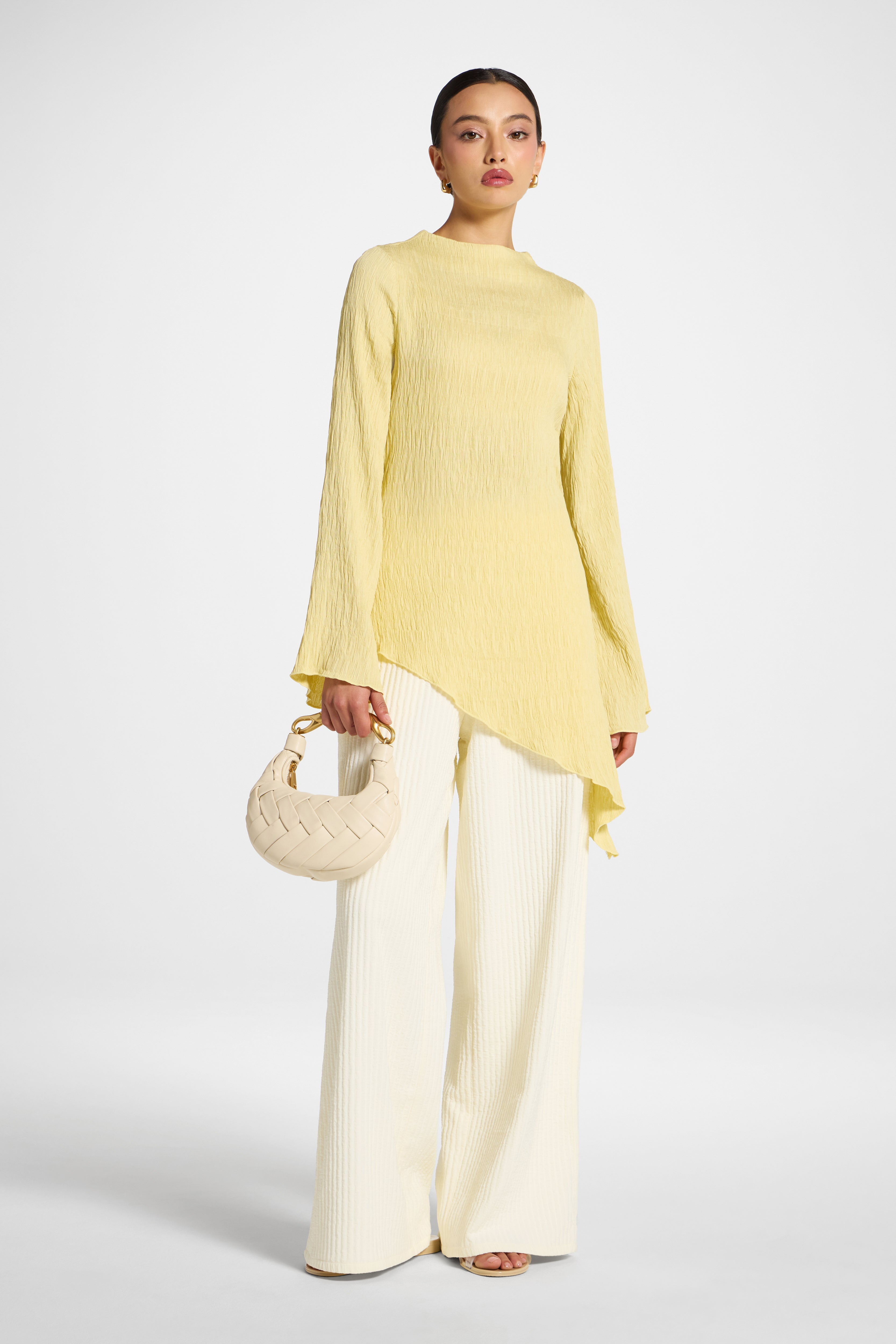 Asymmetric Textured Top - Pomelo Abayas Veiled 