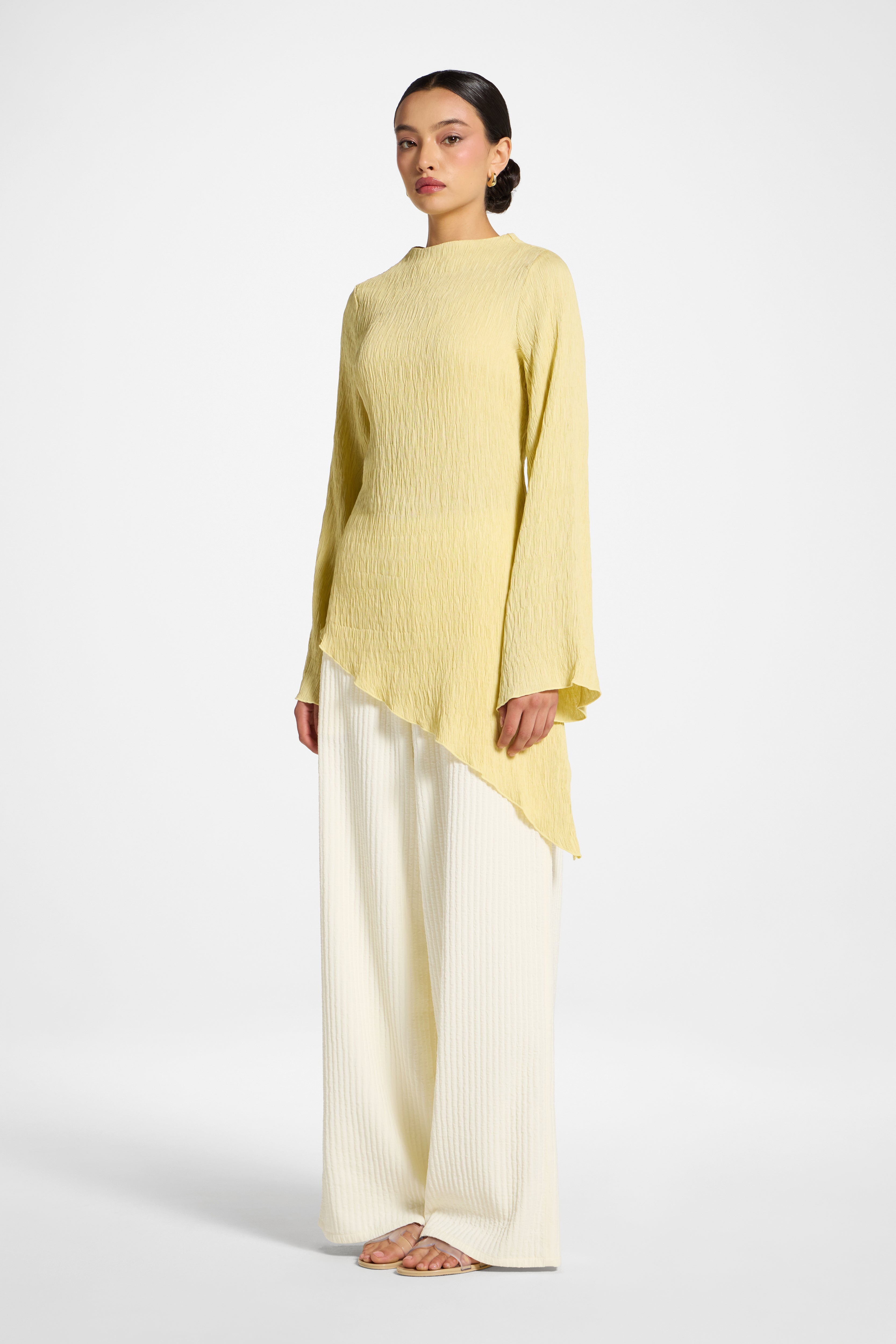 Asymmetric Textured Top - Pomelo Abayas Veiled 