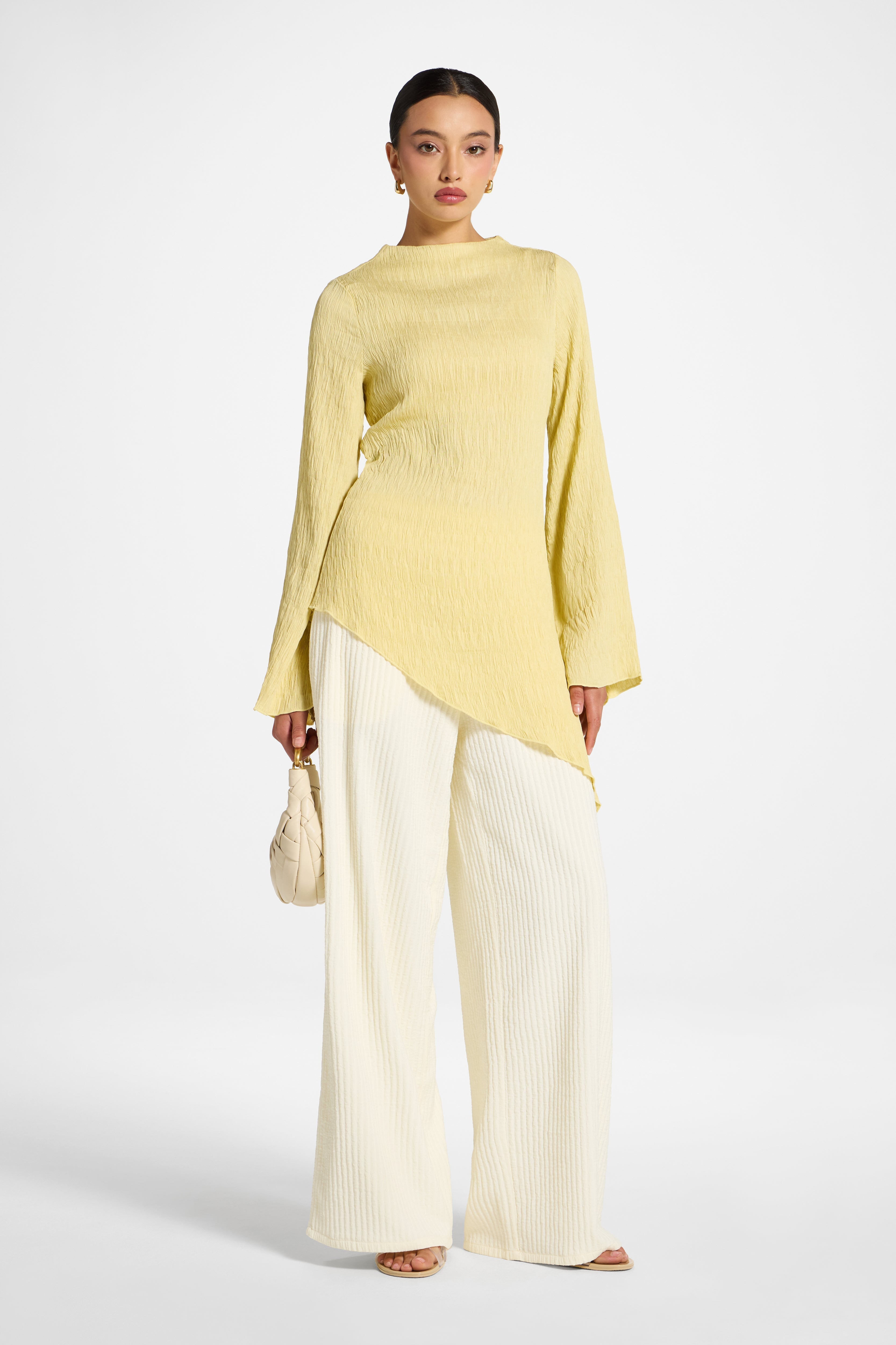 Asymmetric Textured Top - Pomelo Abayas Veiled 