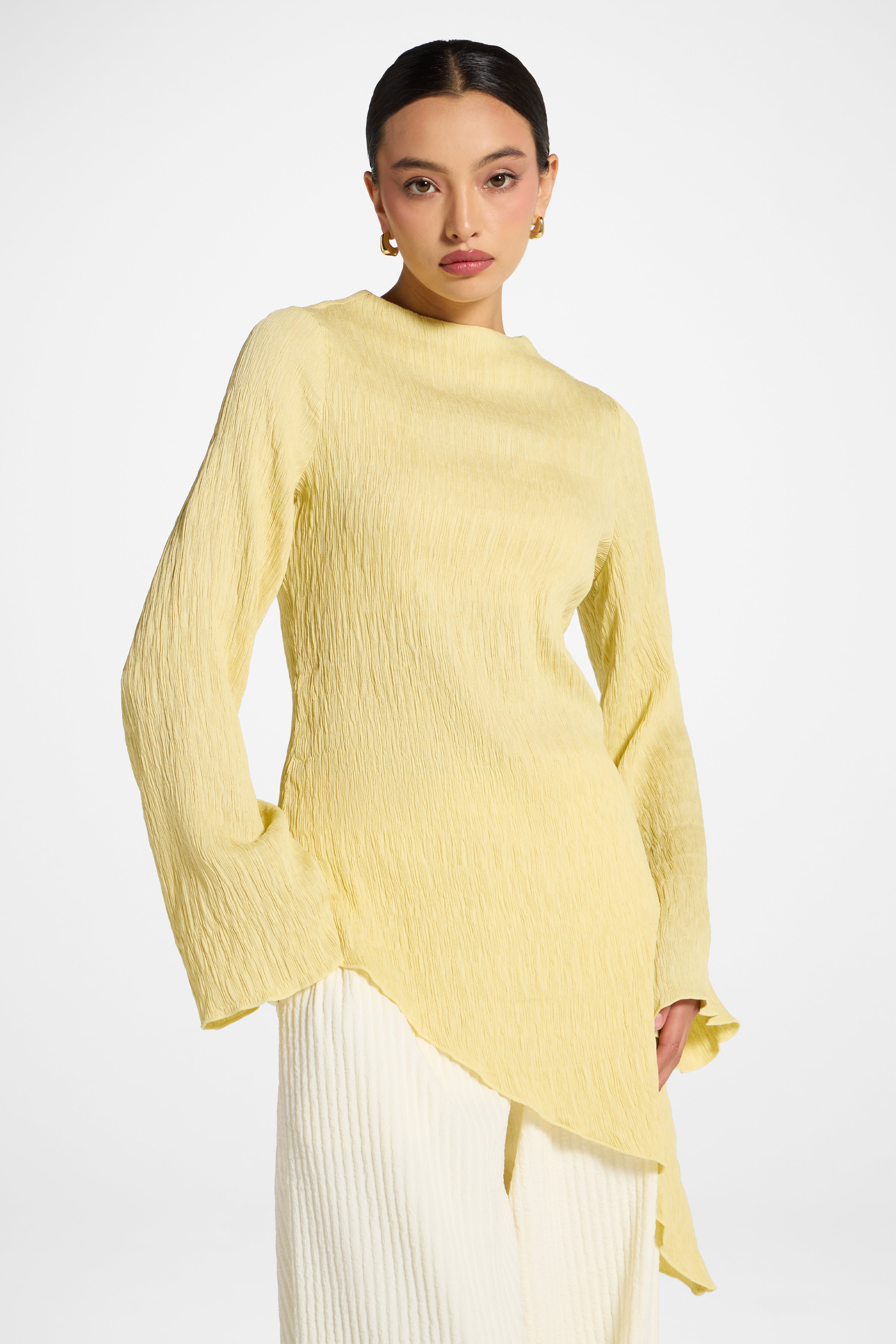Asymmetric Textured Top - Pomelo Abayas Veiled 