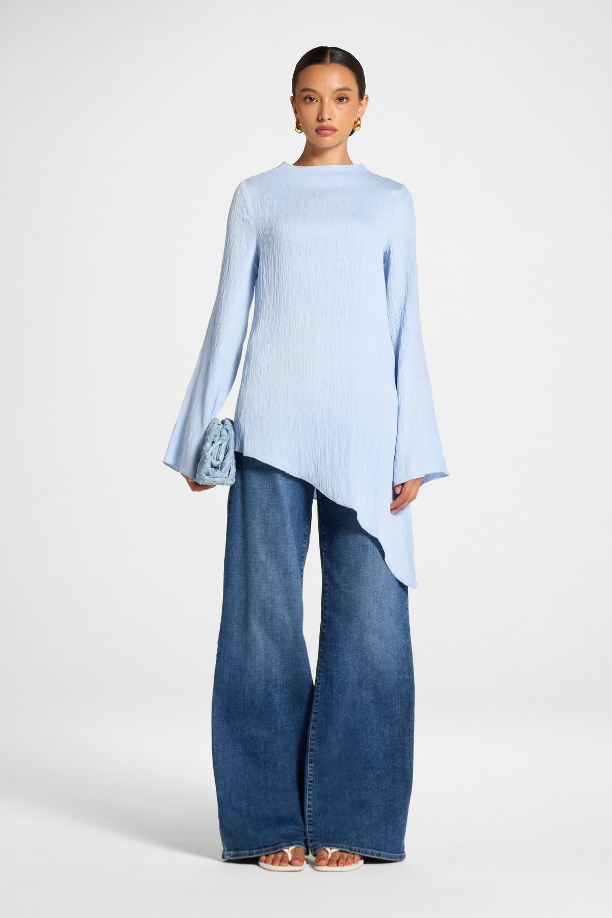 Asymmetric Textured Top - Sky Veiled 