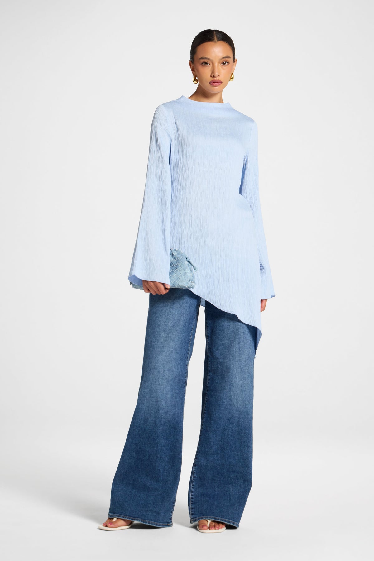 Asymmetric Textured Top - Sky Veiled 