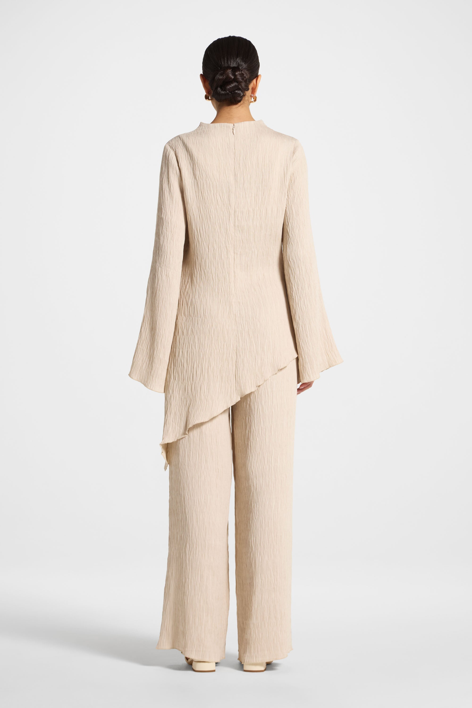 Asymmetric Textured Top - Stone Abayas Veiled 