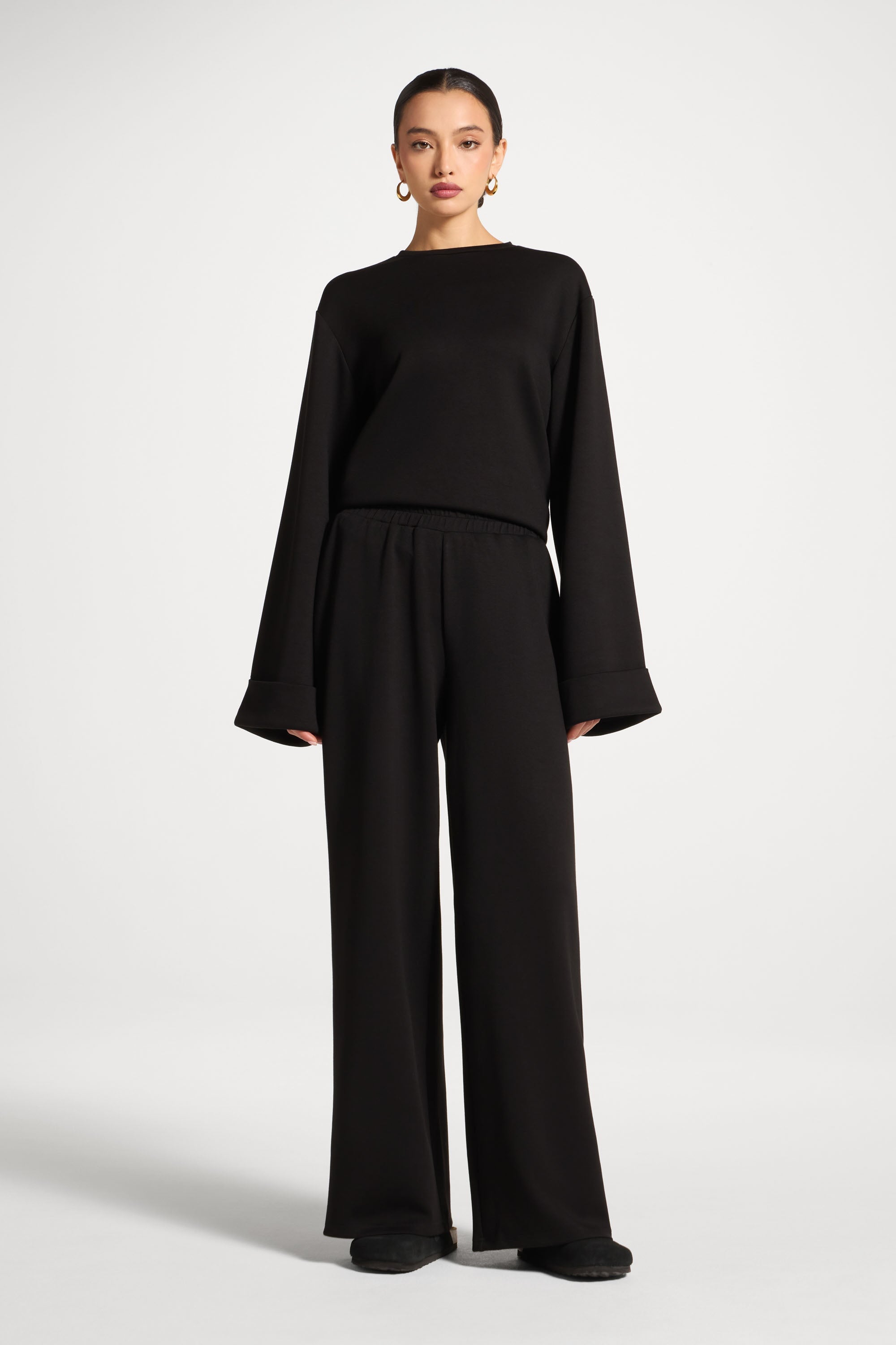 Asymmetric Top & Pants Set - Black Abayas Veiled 