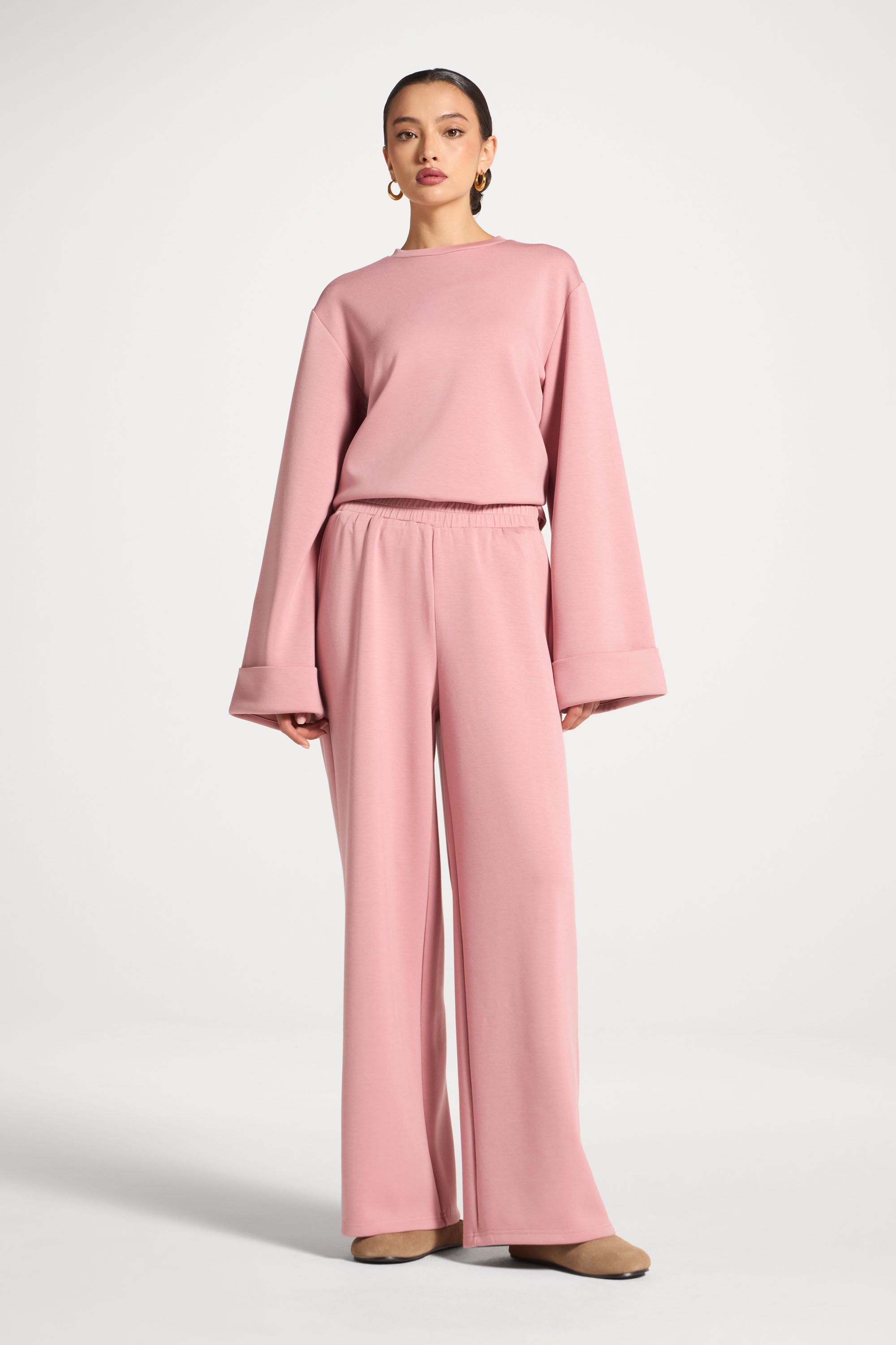 Asymmetric Top & Pants Set - Blush Abayas Veiled 