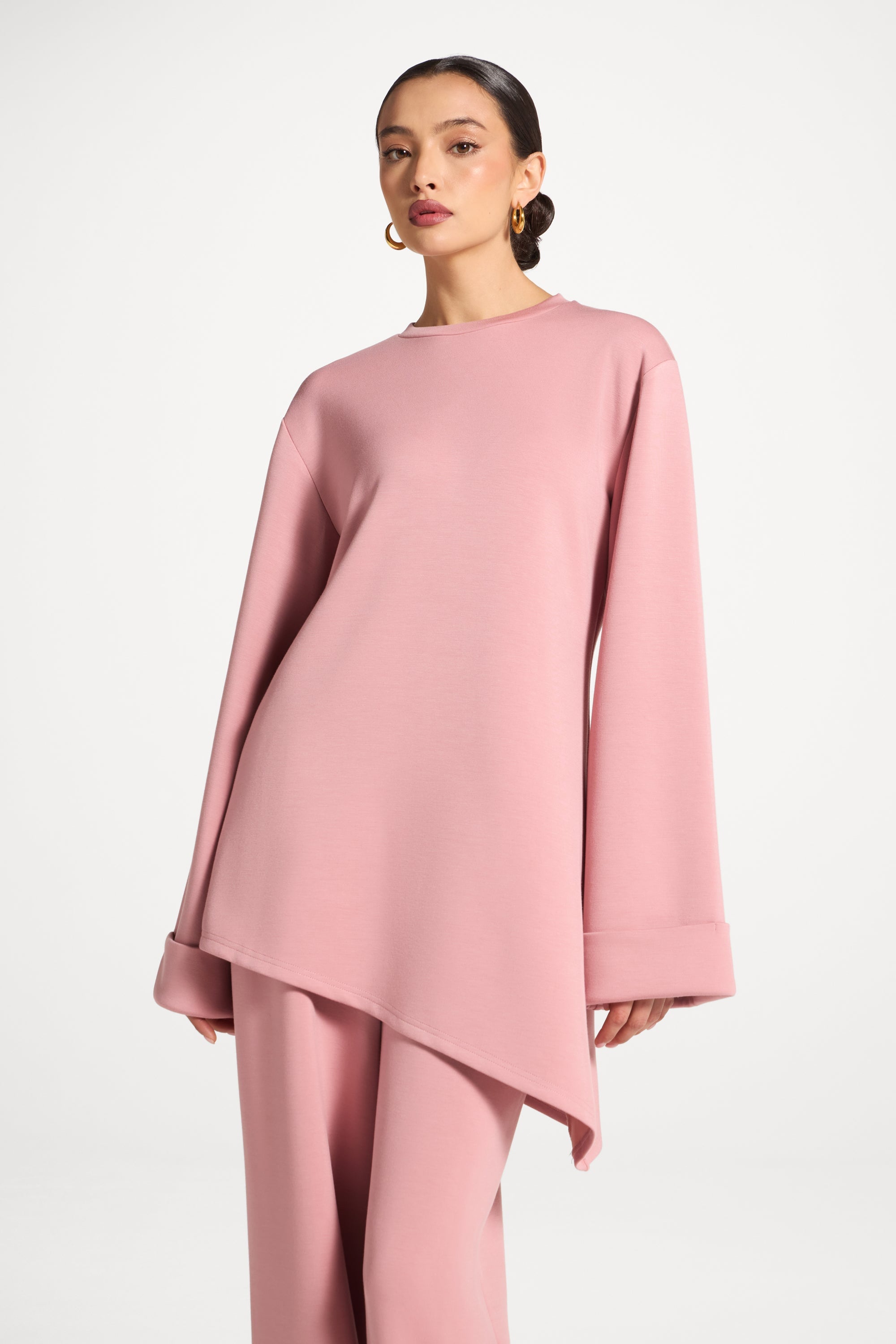 Asymmetric Top & Pants Set - Blush Abayas Veiled 