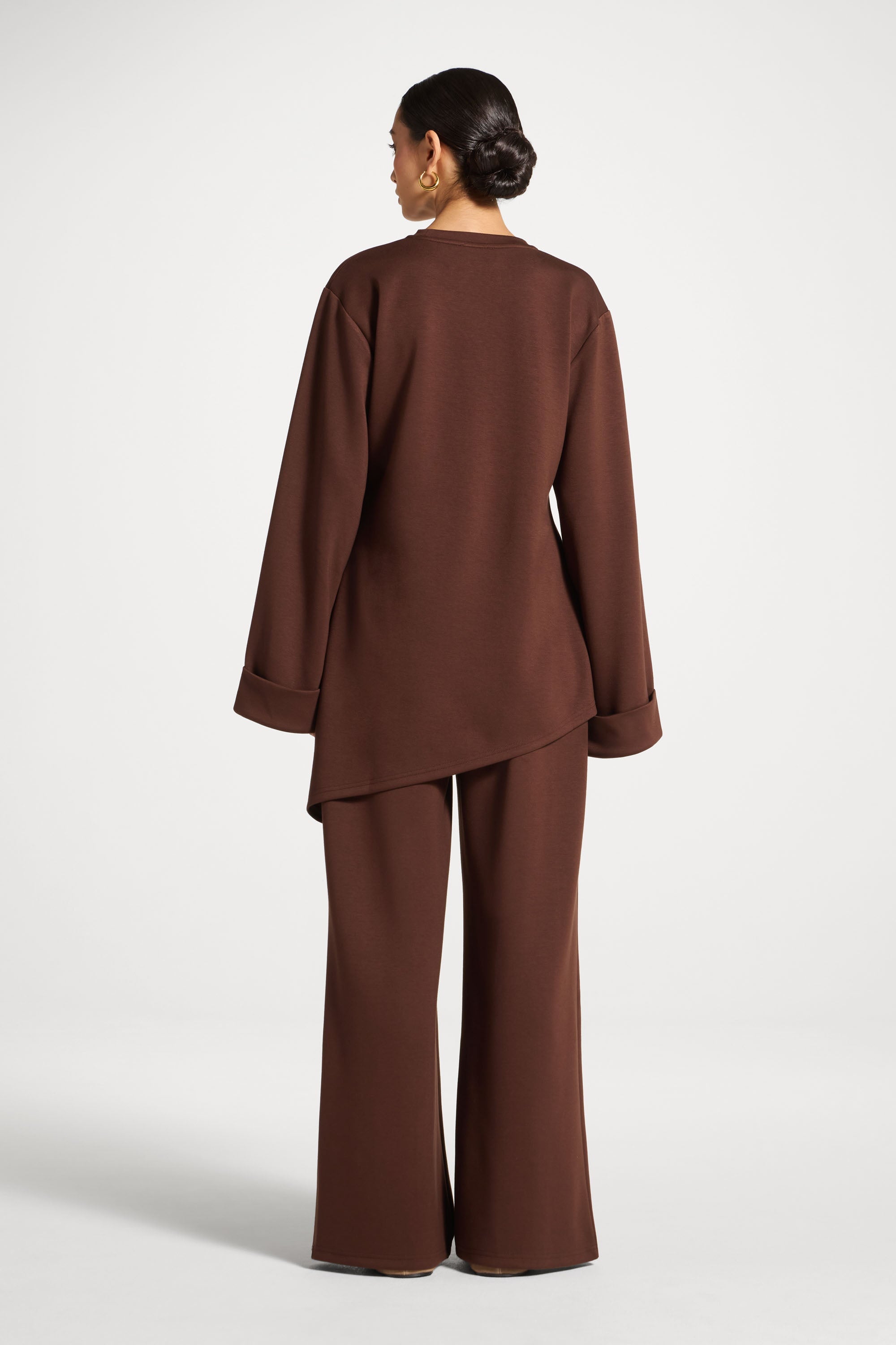 Asymmetric Top & Pants Set - Chestnut Abayas Veiled 