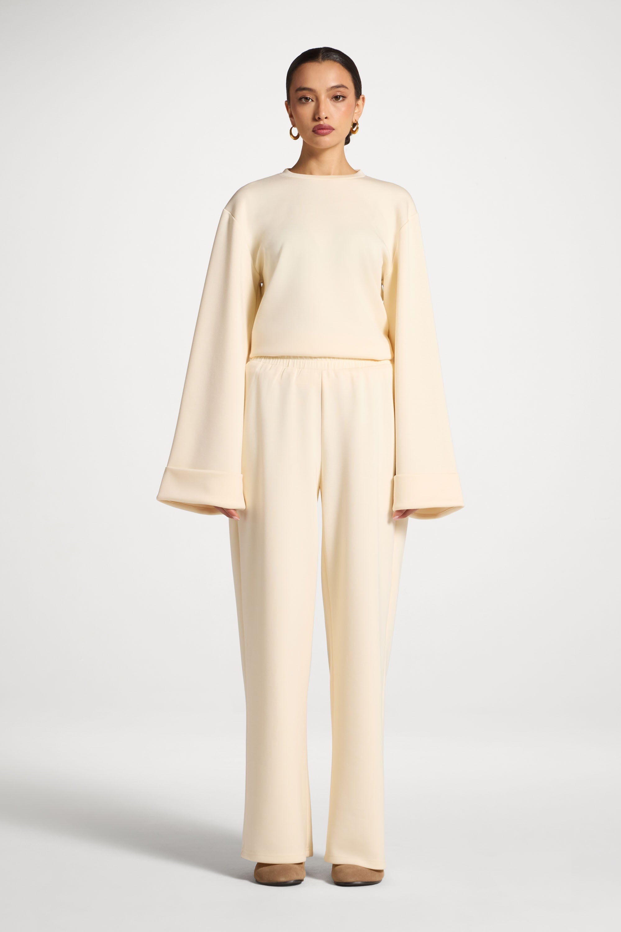 Asymmetric Top & Pants Set - Vanilla Abayas Veiled 