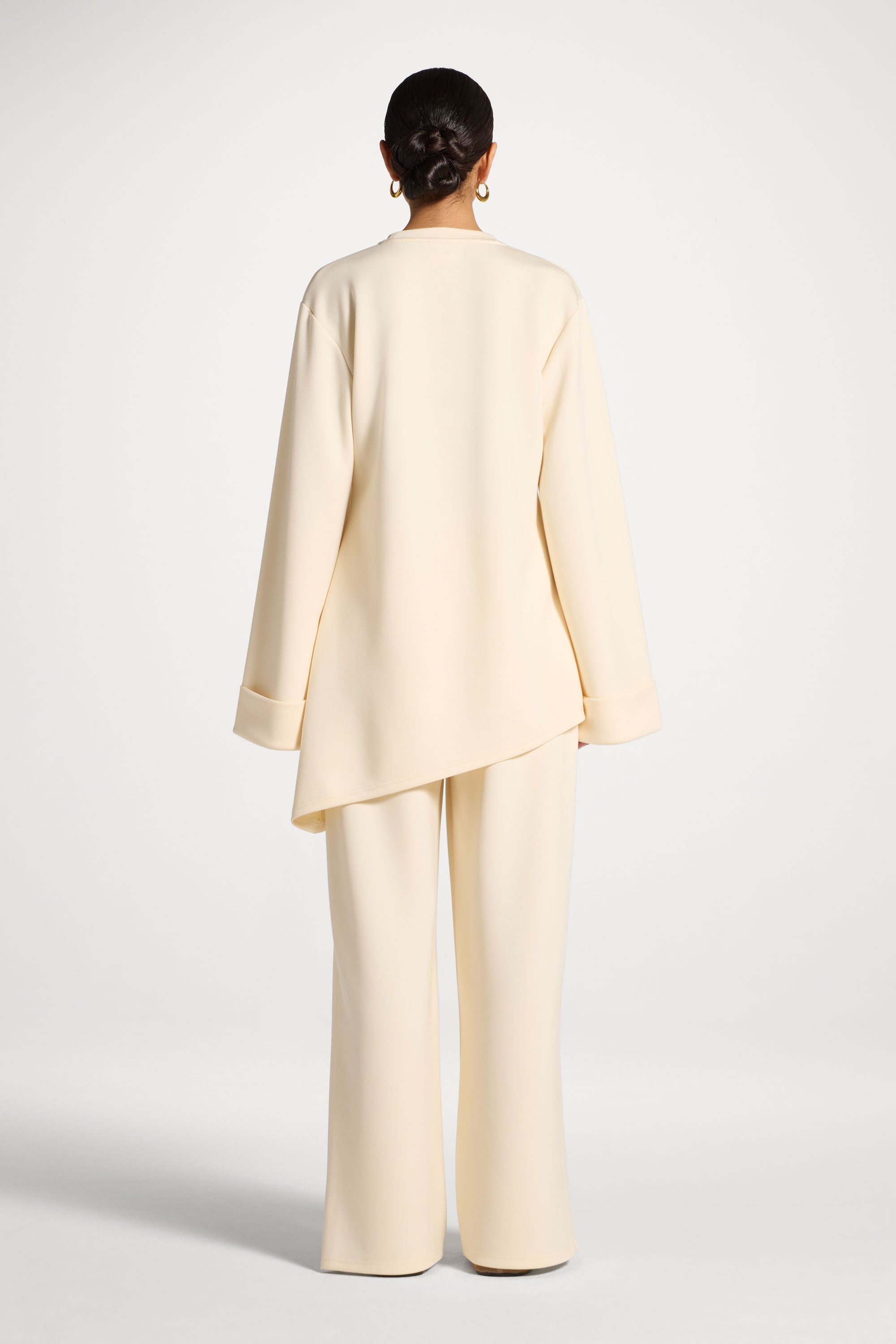 Asymmetric Top & Pants Set - Vanilla Abayas Veiled 