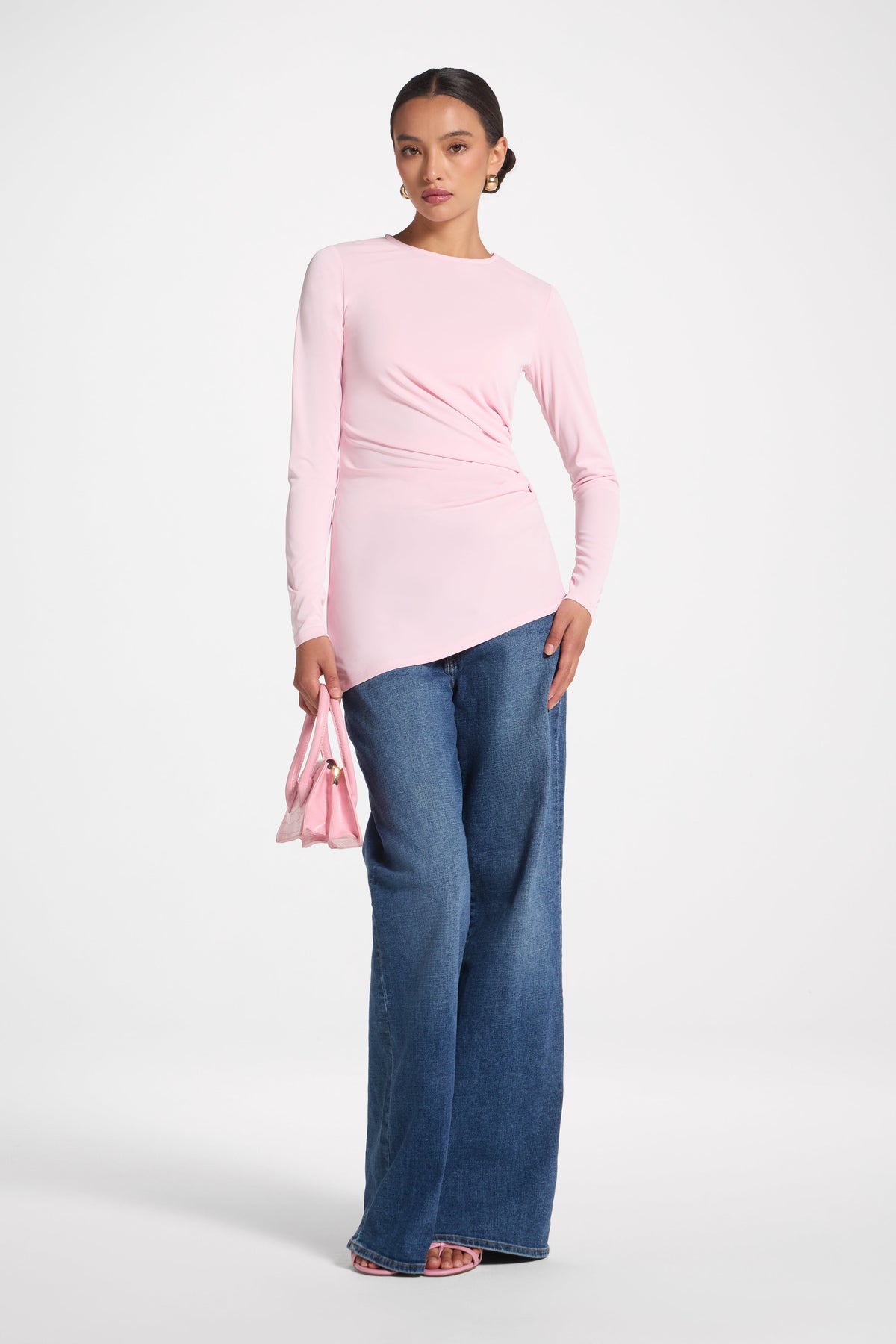 Asymmetrical Pleat Top - Pink Abayas Veiled 