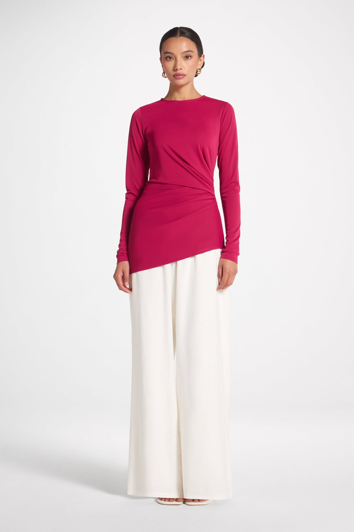 Asymmetrical Pleat Top - Sangria Abayas Veiled 