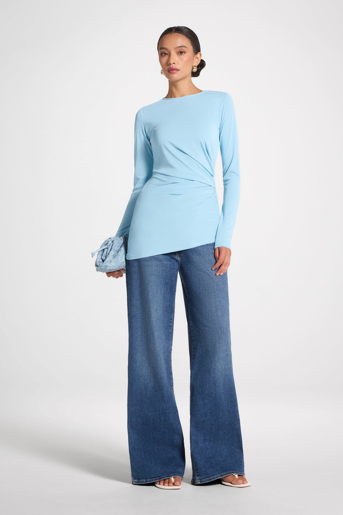 Asymmetrical Pleat Top - Sky Blue Abayas Veiled 
