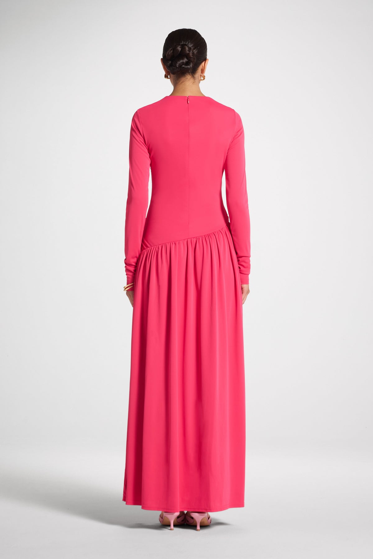 Asymmetrical Waist Rouched Maxi Dress - Azalea Abayas Veiled 