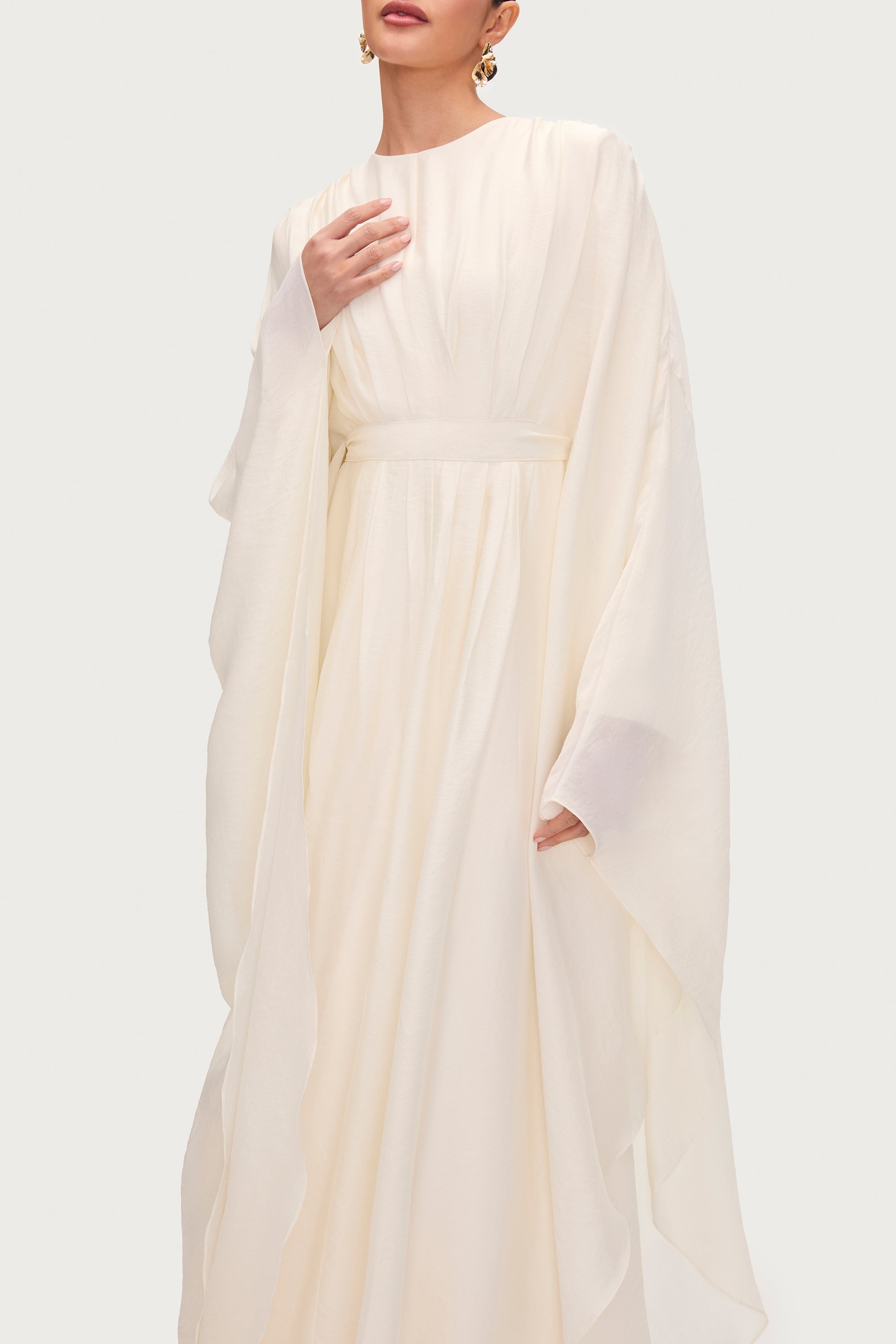 Aura Pleated Maxi Dress - Moonbeam Abayas Veiled 