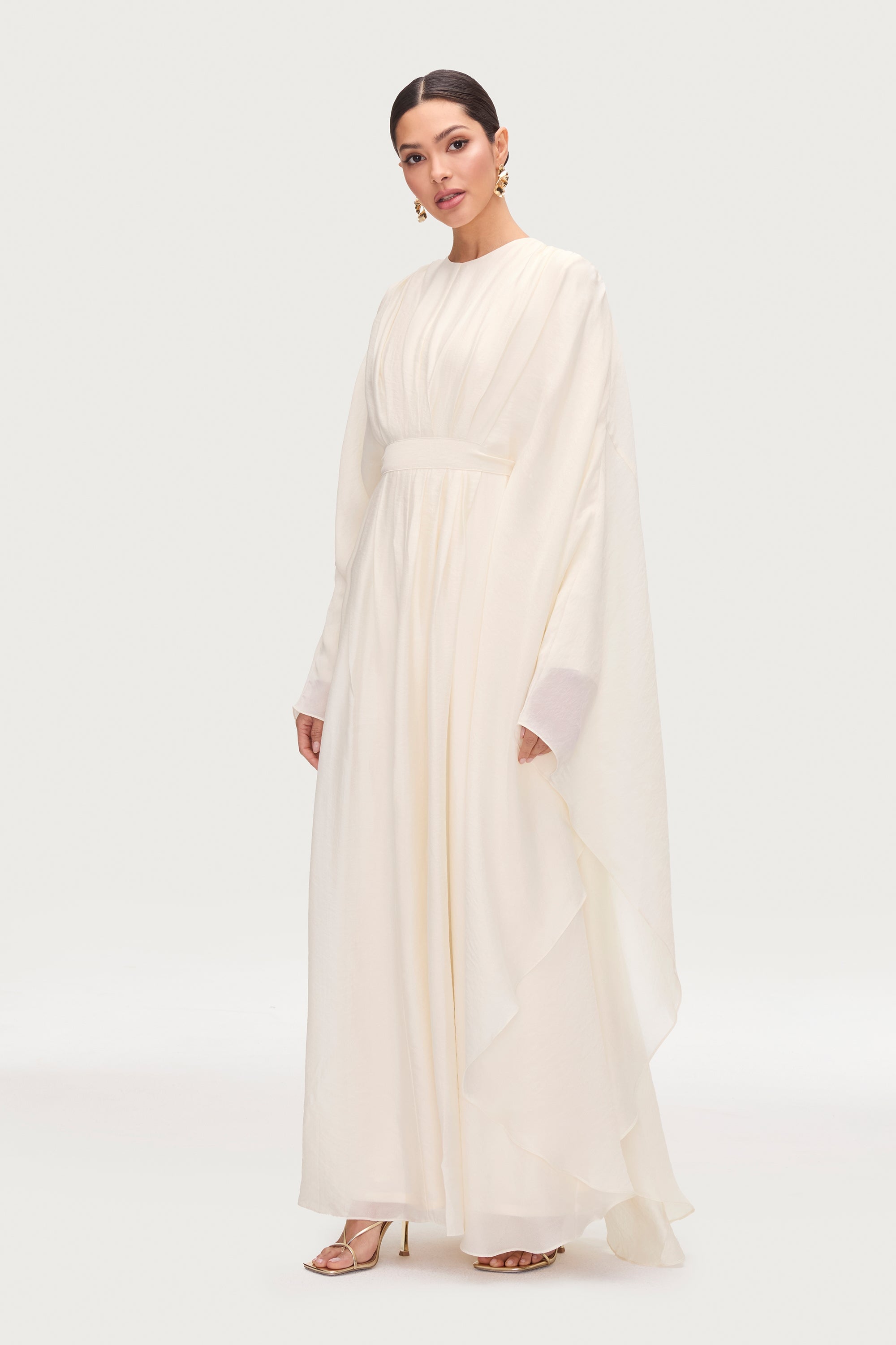 Aura Pleated Maxi Dress - Moonbeam Abayas Veiled 