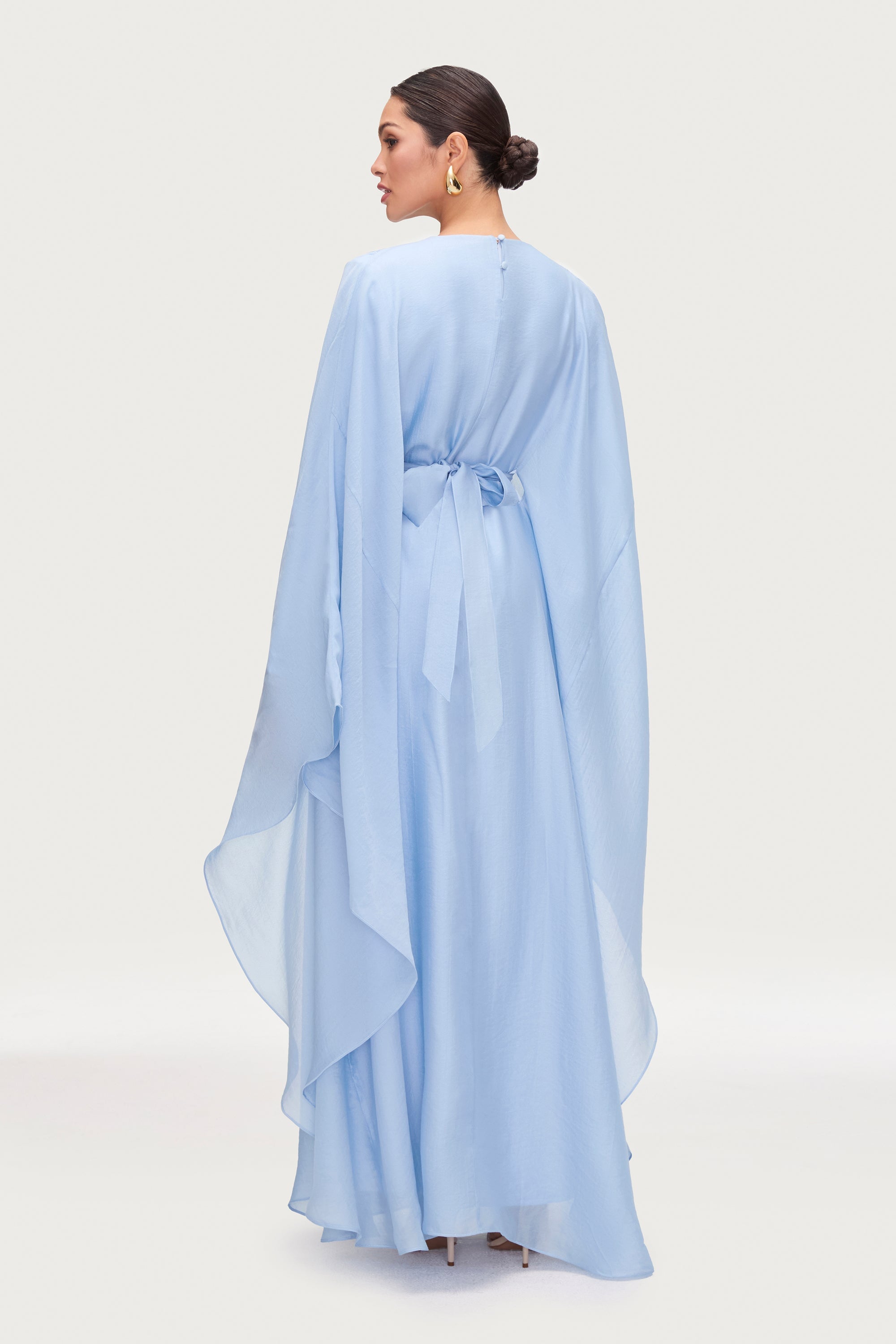 Aura Pleated Maxi Dress - Powder Blue Abayas Veiled 