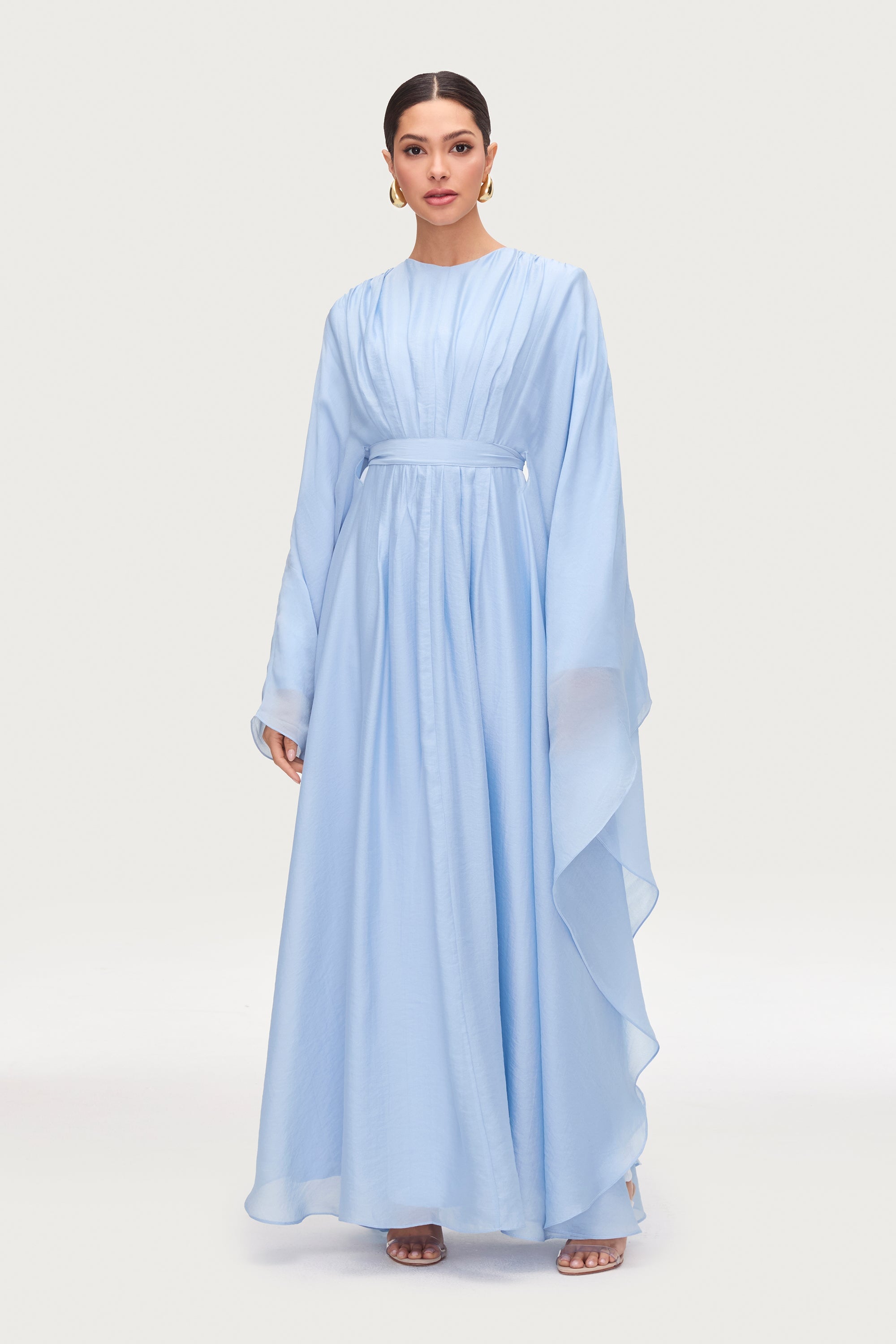 Aura Pleated Maxi Dress - Powder Blue Abayas Veiled 