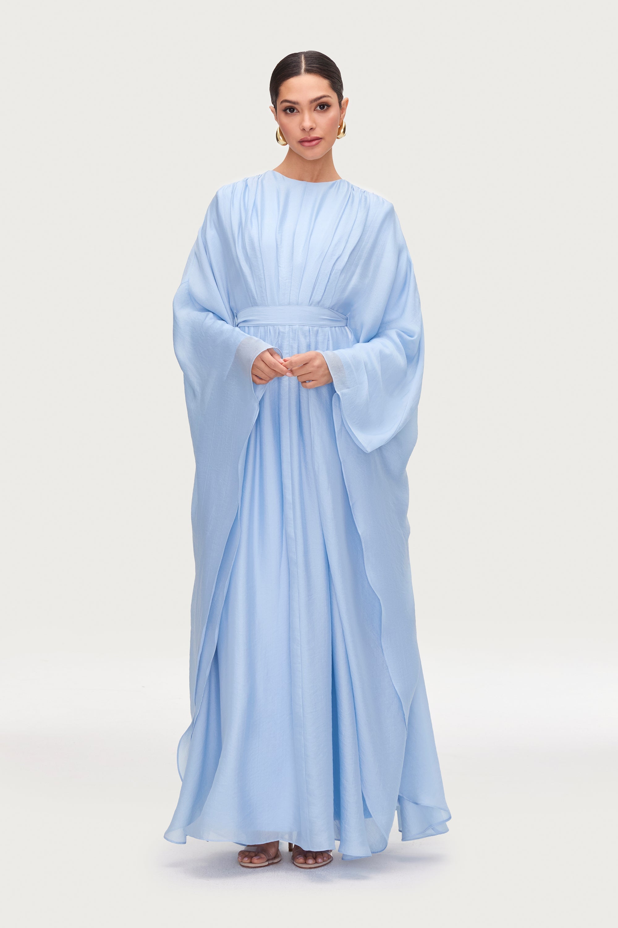 Aura Pleated Maxi Dress - Powder Blue Abayas Veiled 