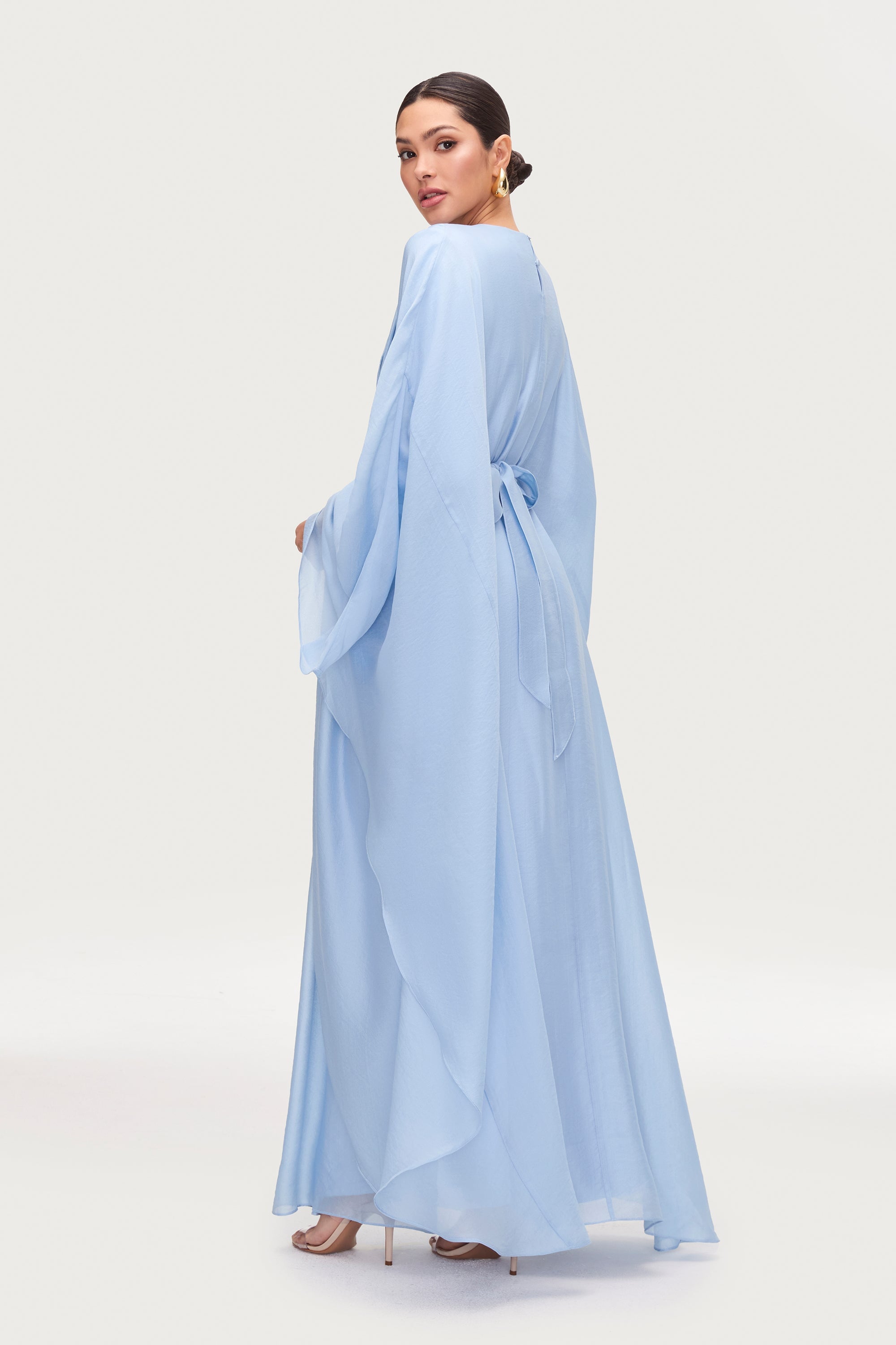 Aura Pleated Maxi Dress - Powder Blue Abayas Veiled 