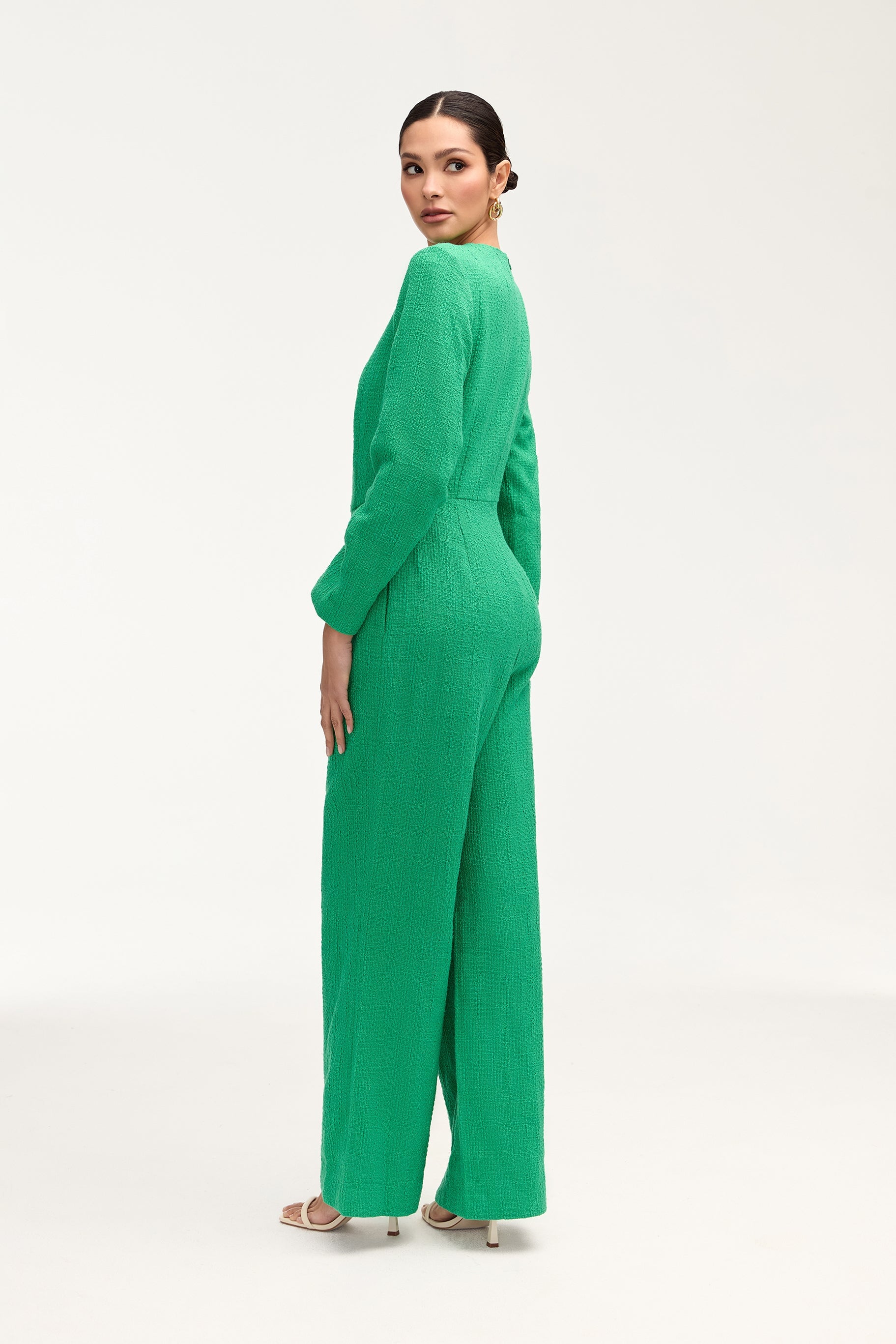 Aurora Tweed Long Sleeve Jumpsuit - Jade Jumpsuits Veiled 