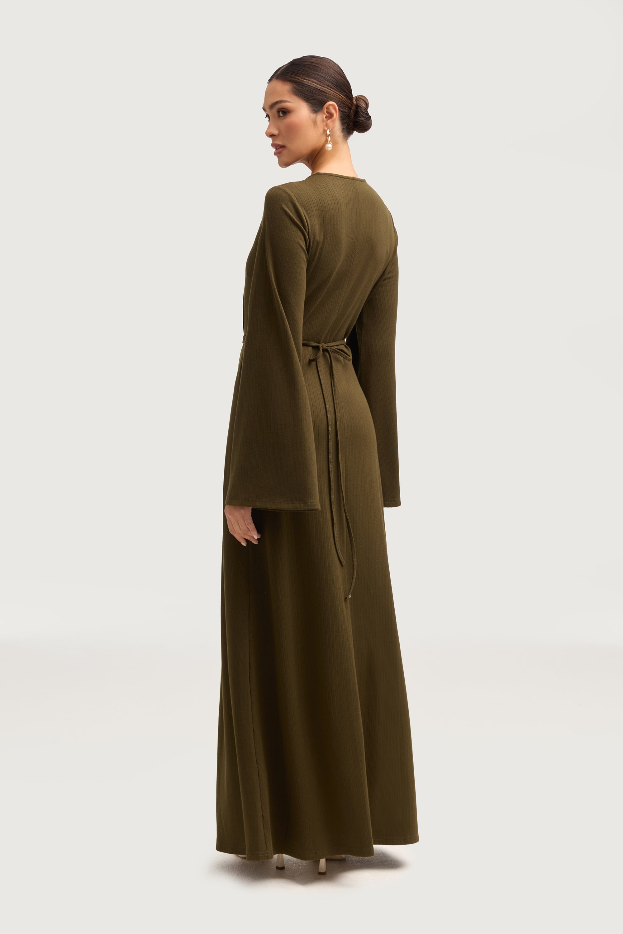 Ava Ribbed Maxi Dress - Olive Dresses Veiled 