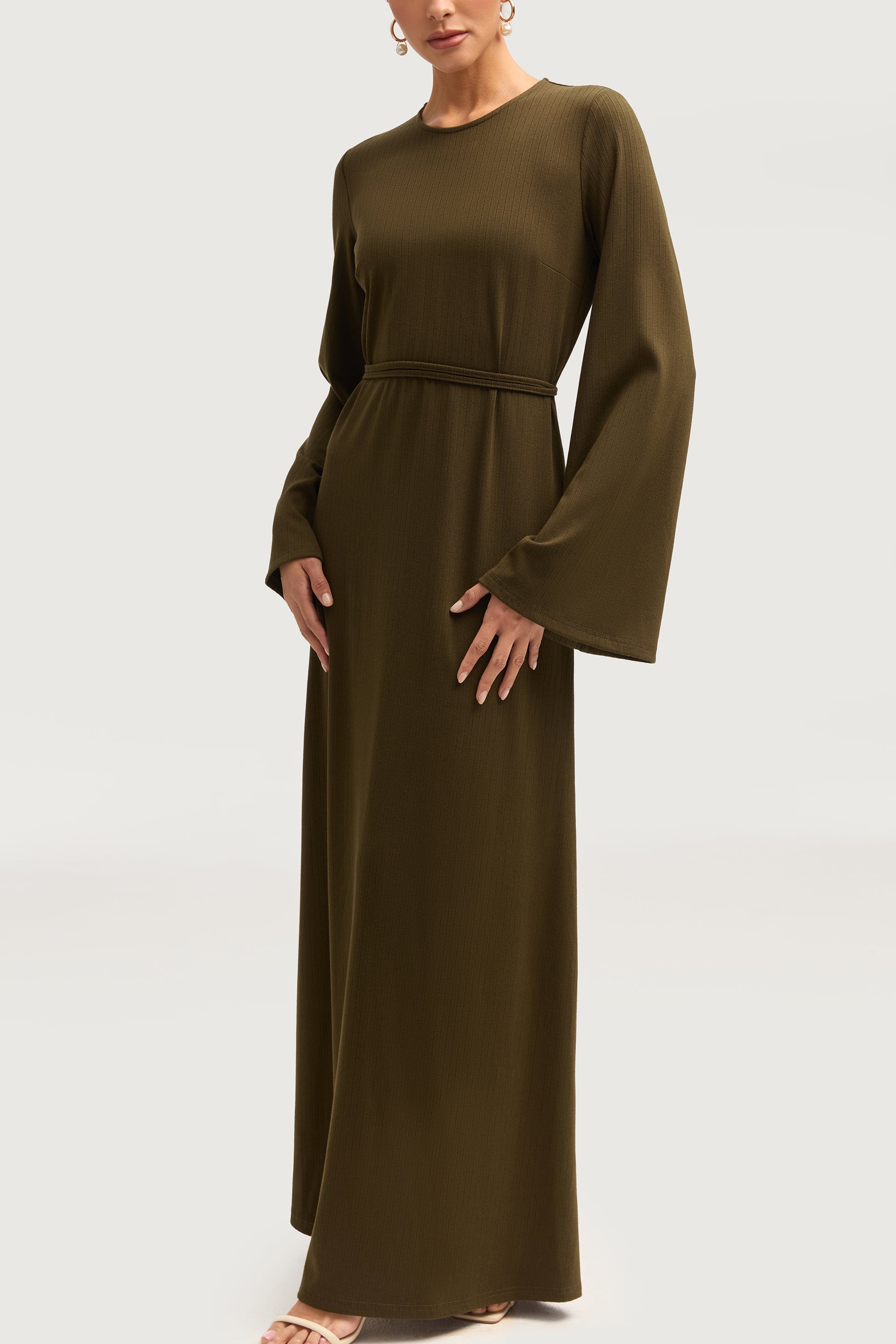 Ava Ribbed Maxi Dress - Olive Dresses Veiled 