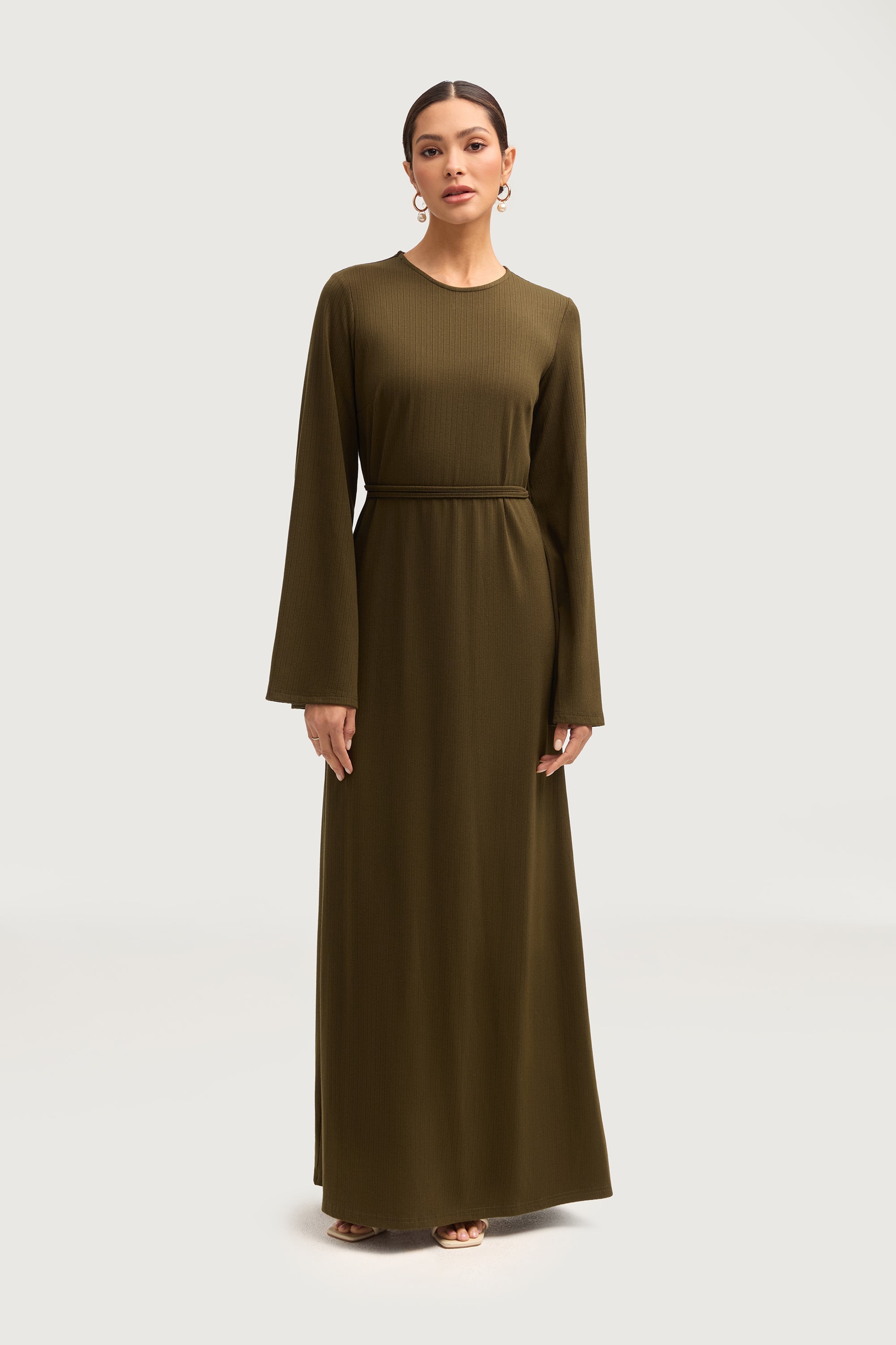 Ava Ribbed Maxi Dress - Olive Dresses Veiled 