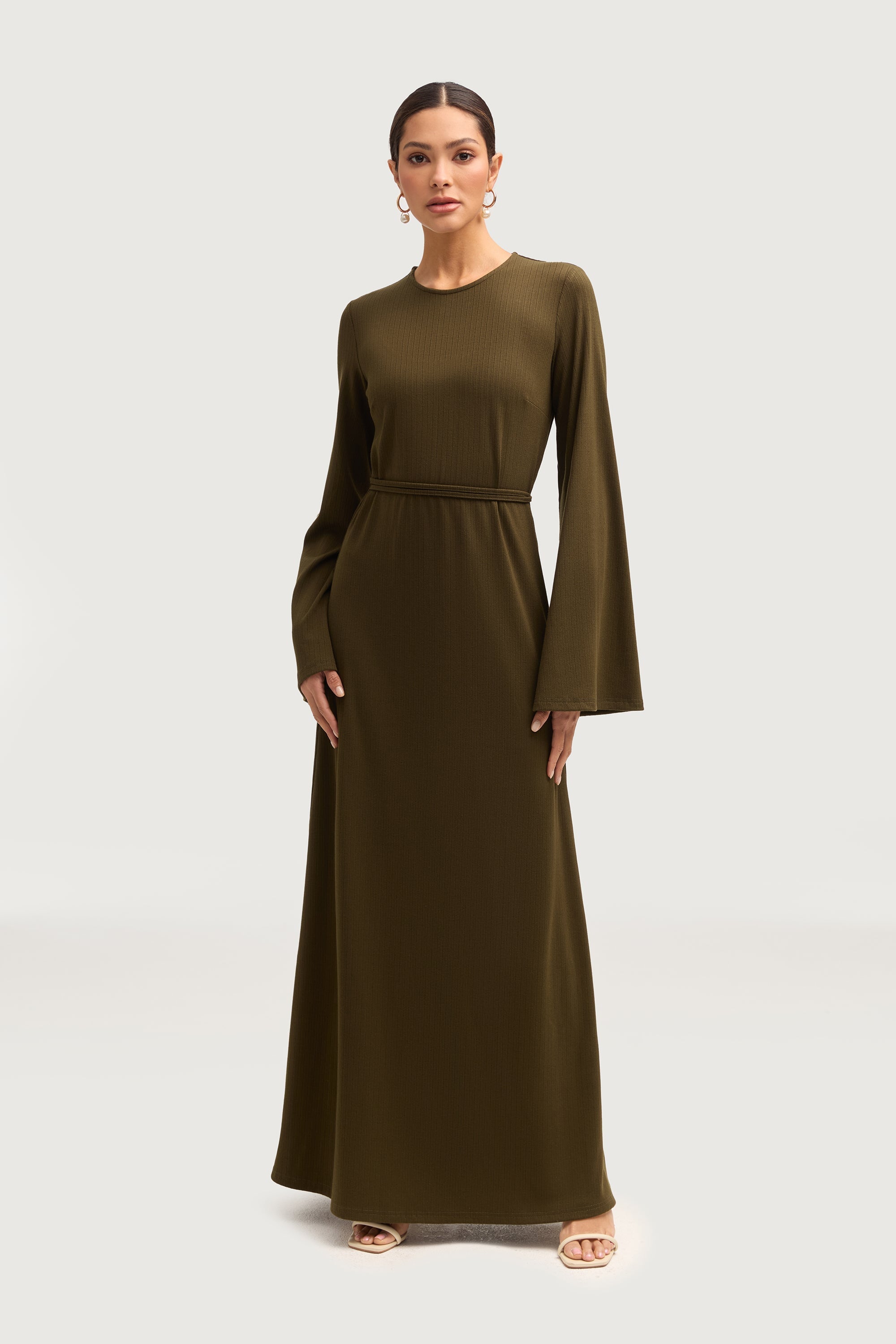 Ava Ribbed Maxi Dress - Olive Dresses Veiled 