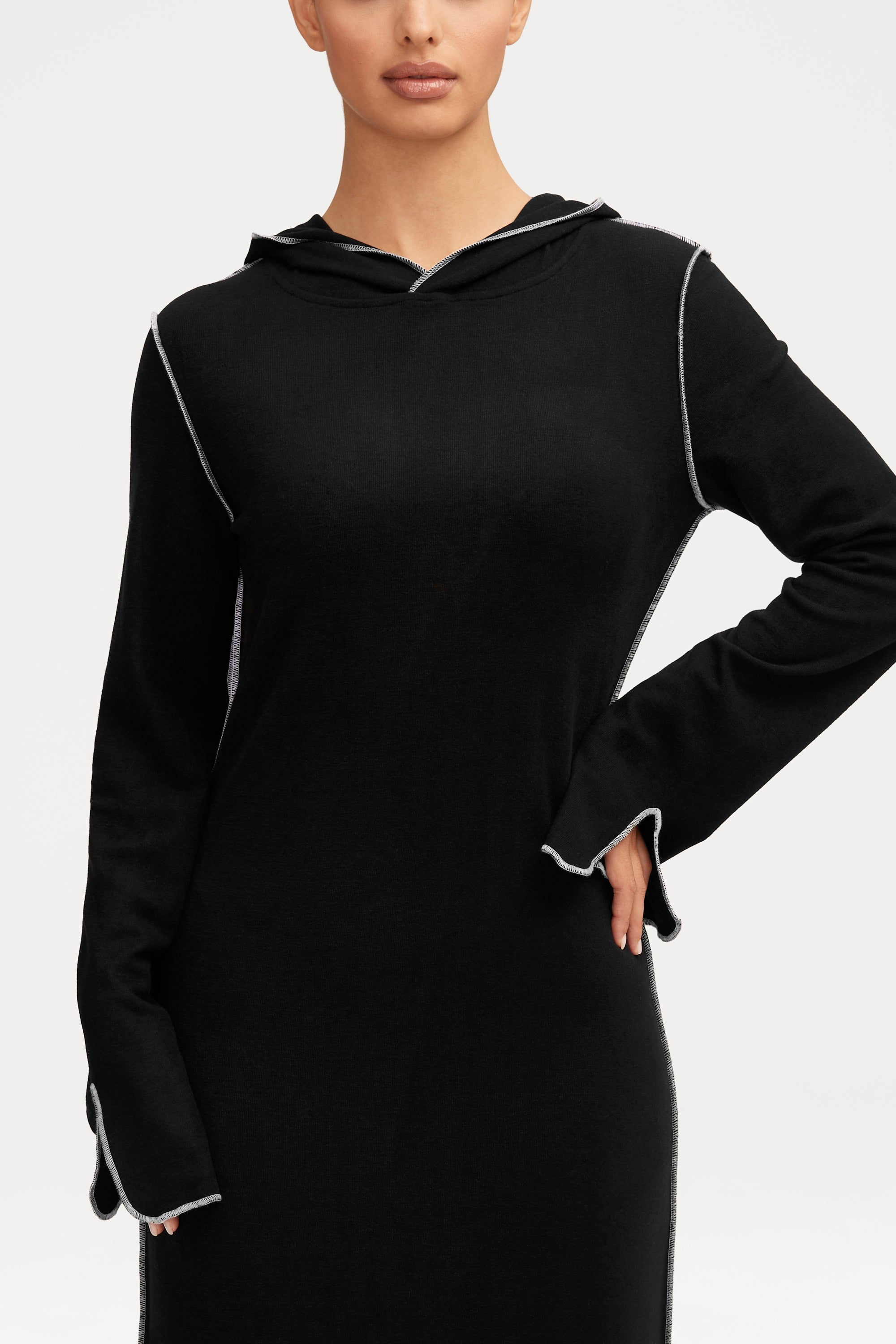 Ava Sweater Hoodie Maxi Dress - Black Clothing saigonodysseyhotel 