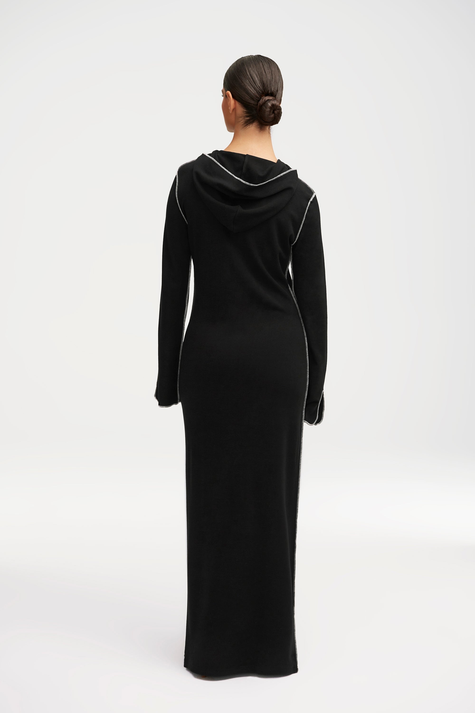 Ava Sweater Hoodie Maxi Dress - Black Clothing Veiled 