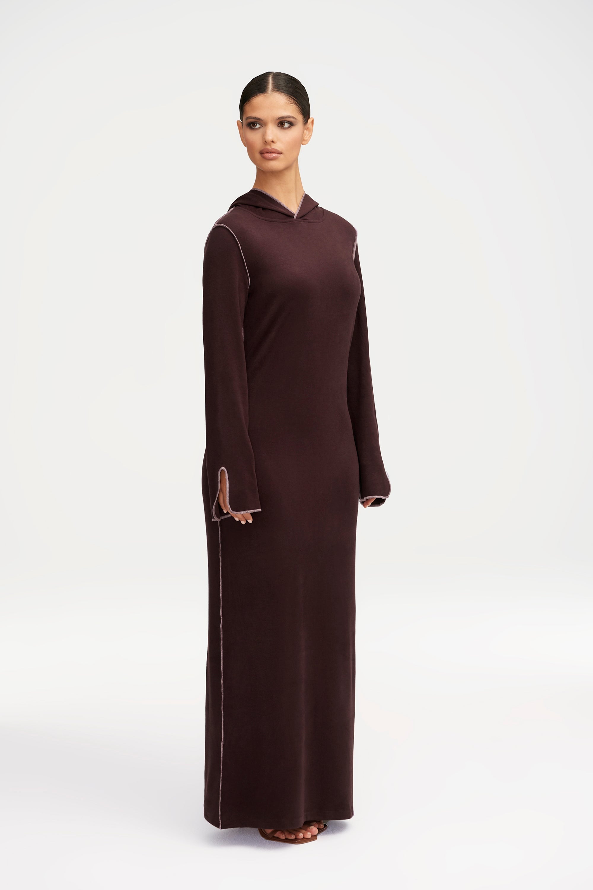 Ava Sweater Hoodie Maxi Dress - Chocolate Clothing Veiled 