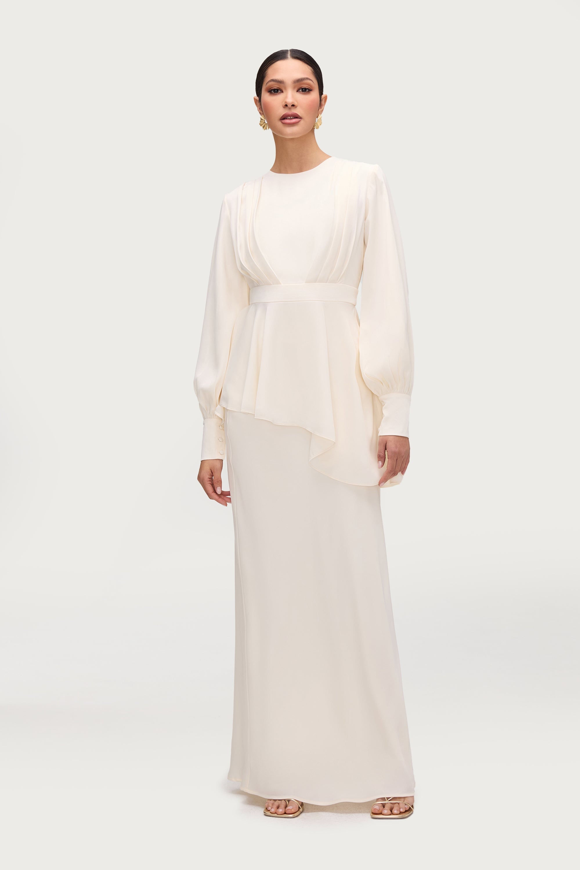 Ayan Satin Asymmetric Top - Moonlight Tops Veiled Collection 