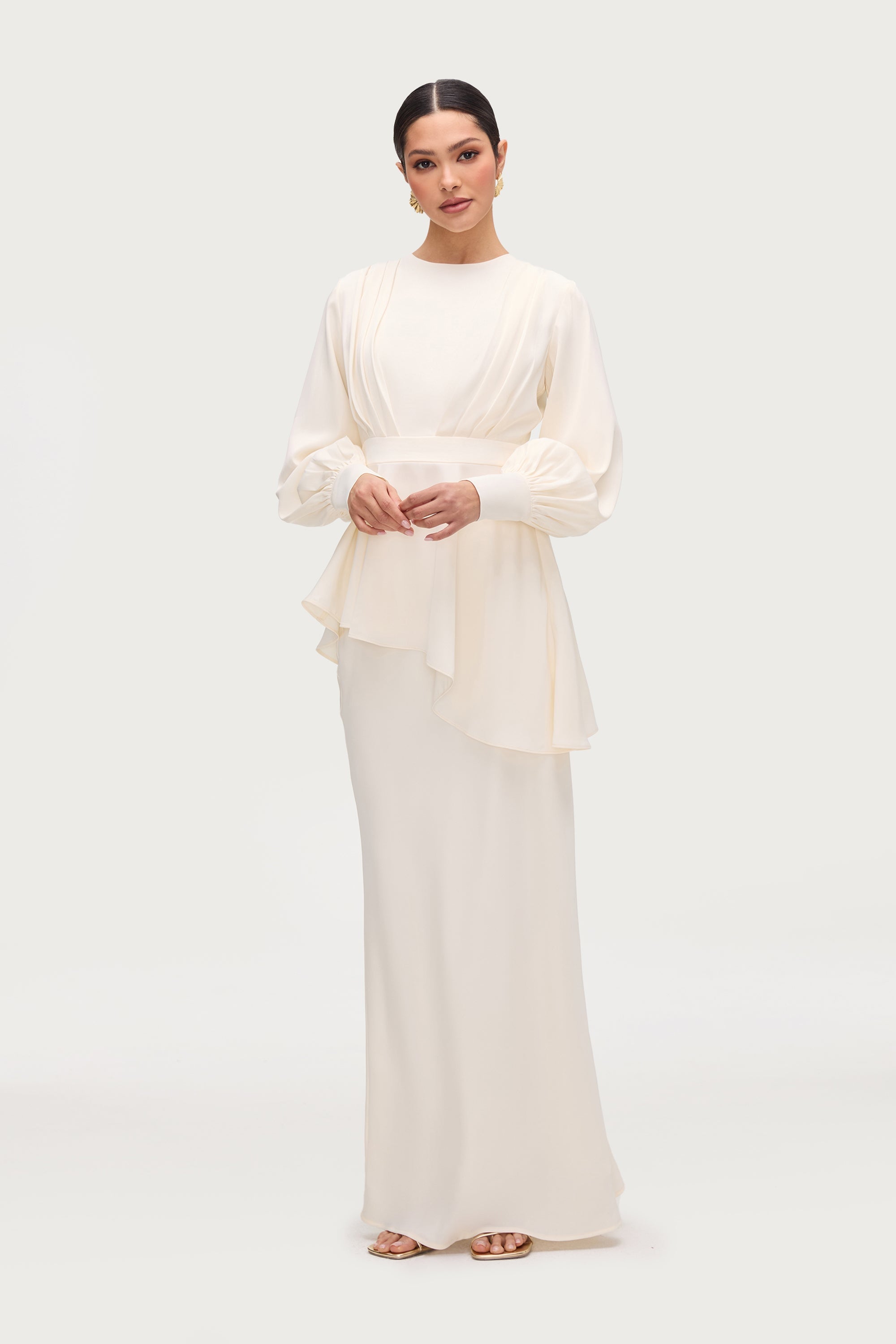 Ayan Satin Asymmetric Top - Moonlight Tops Veiled Collection 