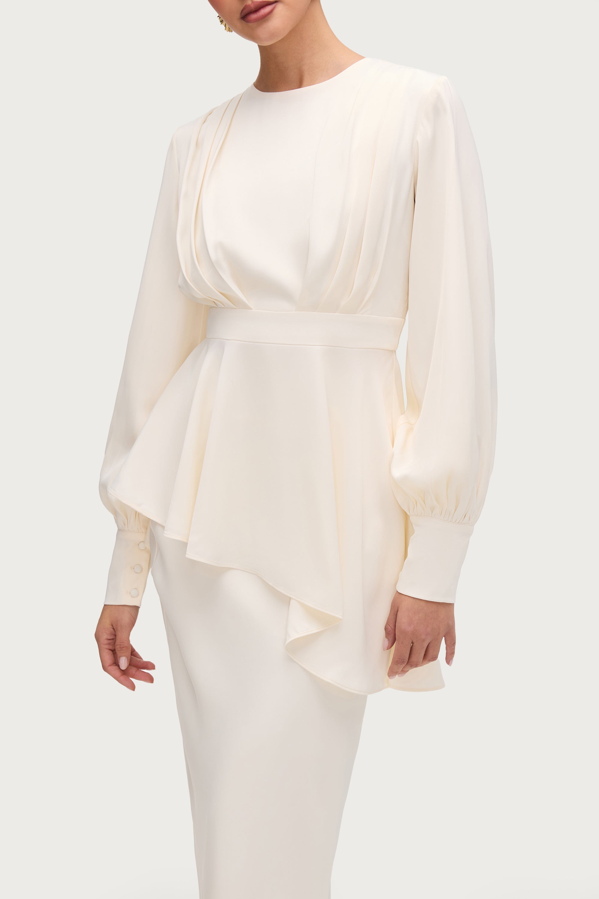 Ayan Satin Asymmetric Top - Moonlight Tops Veiled Collection 