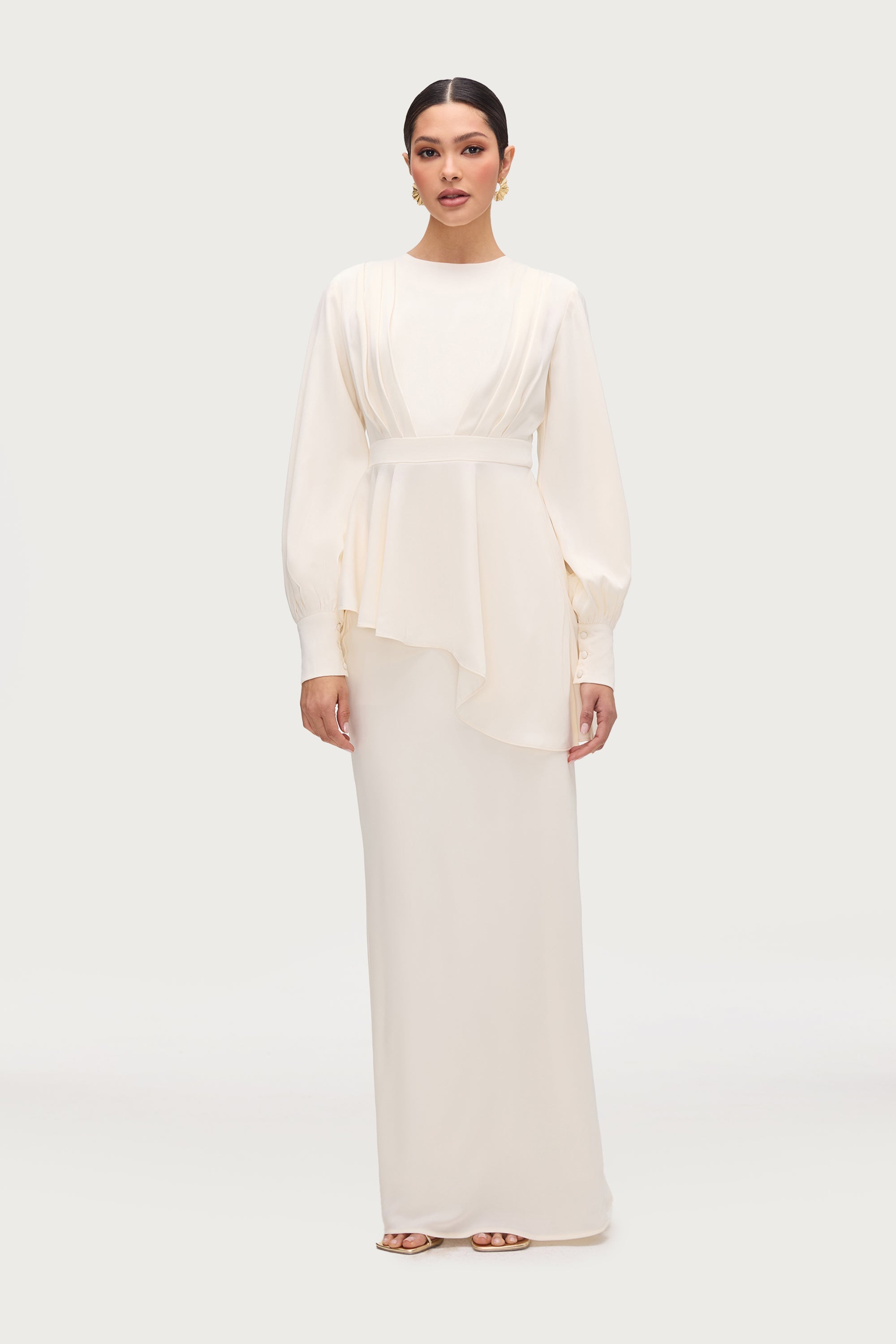 Ayan Satin Asymmetric Top - Moonlight Tops Veiled Collection 