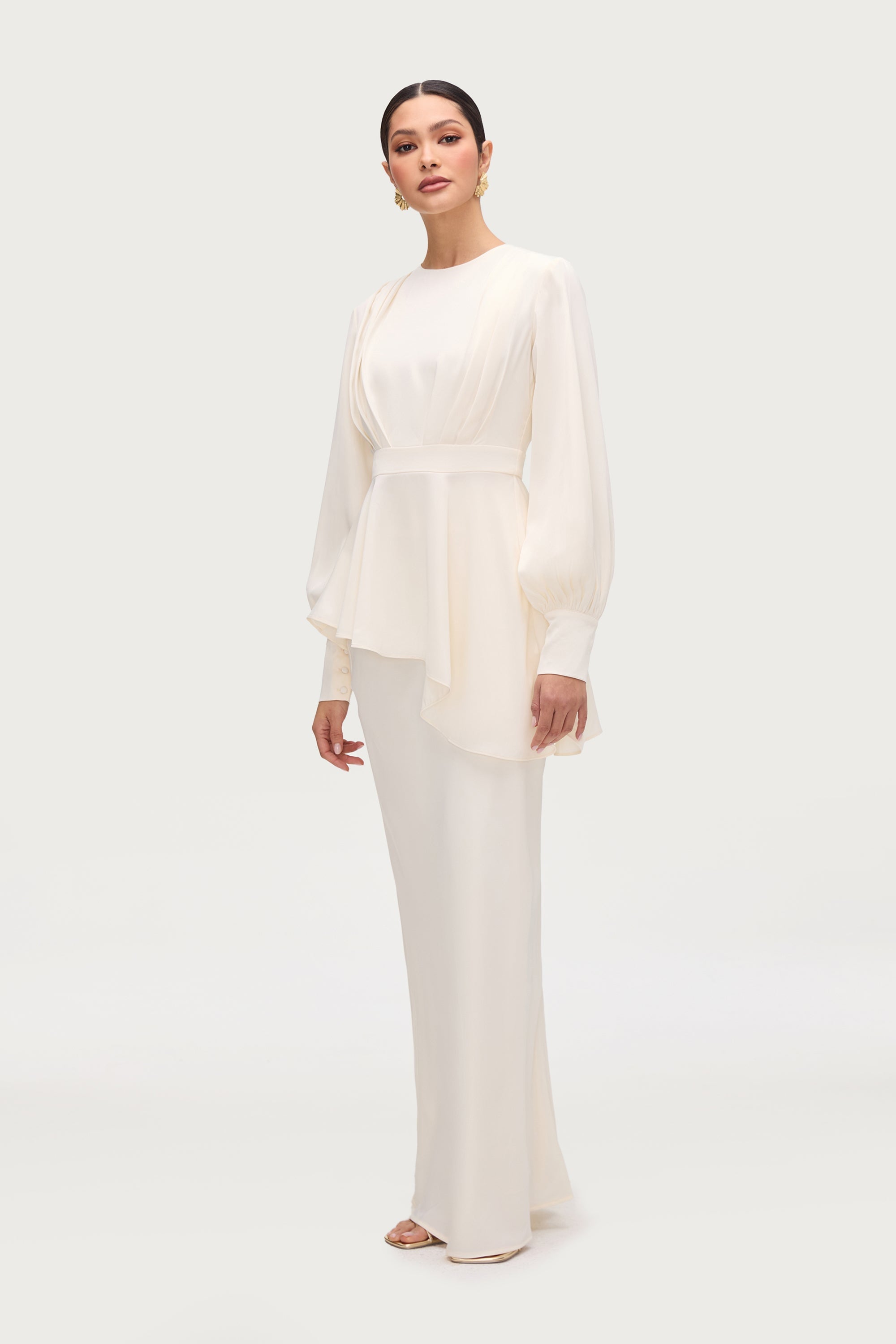 Ayan Satin Asymmetric Top - Moonlight Tops Veiled Collection 