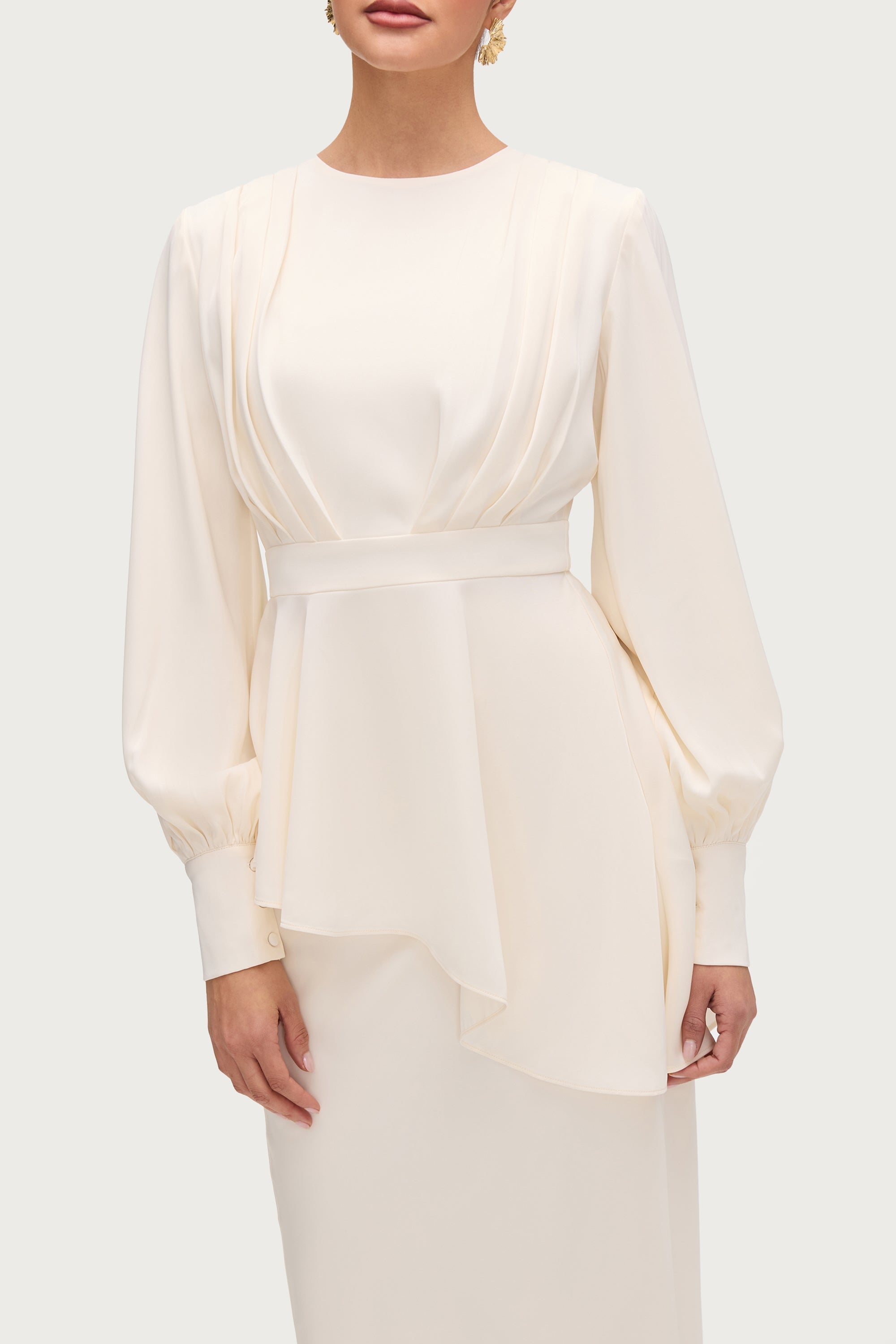 Ayan Satin Asymmetric Top - Moonlight Tops Veiled Collection 