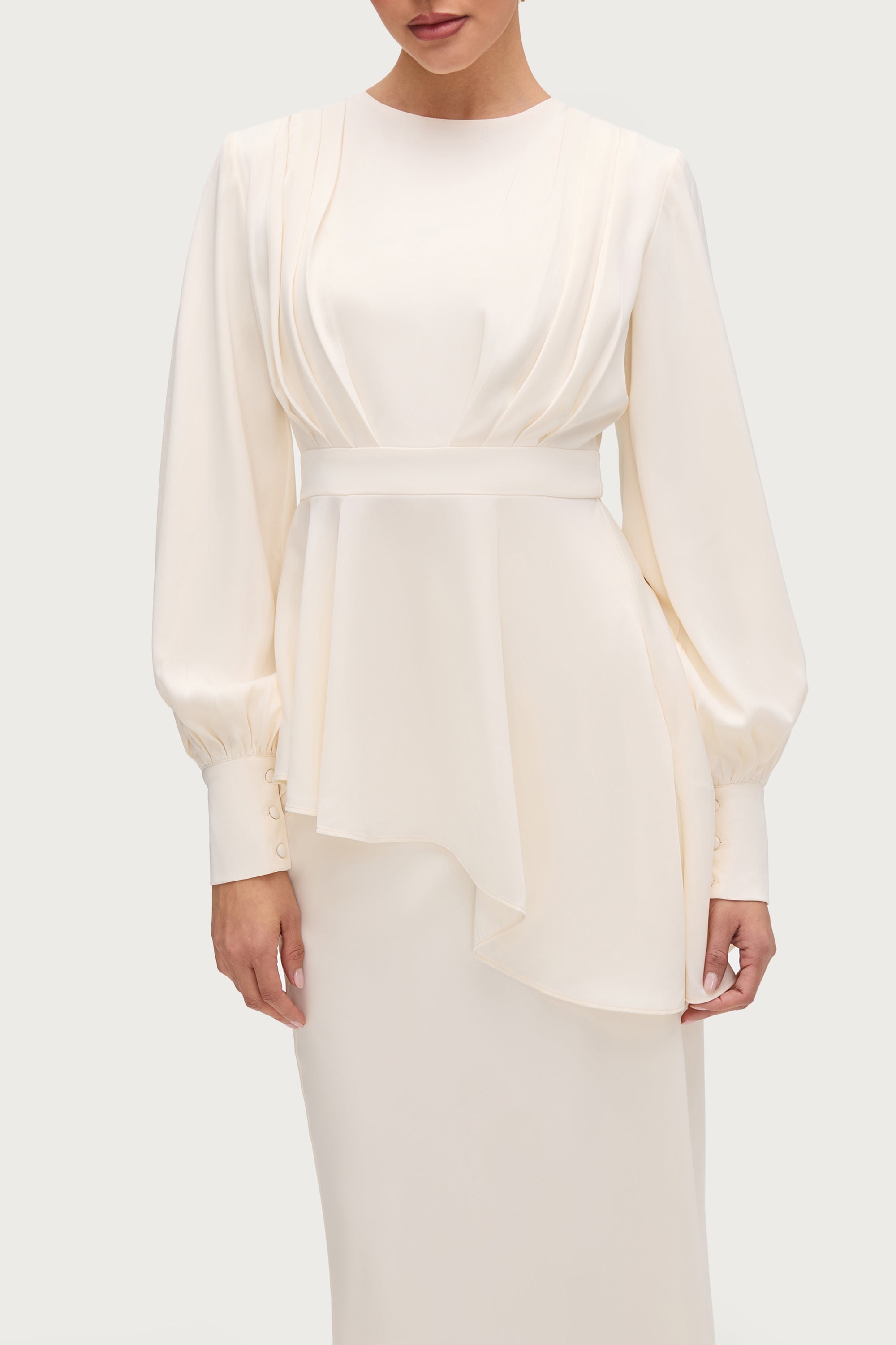 Ayan Satin Asymmetric Top - Moonlight Tops Veiled Collection 