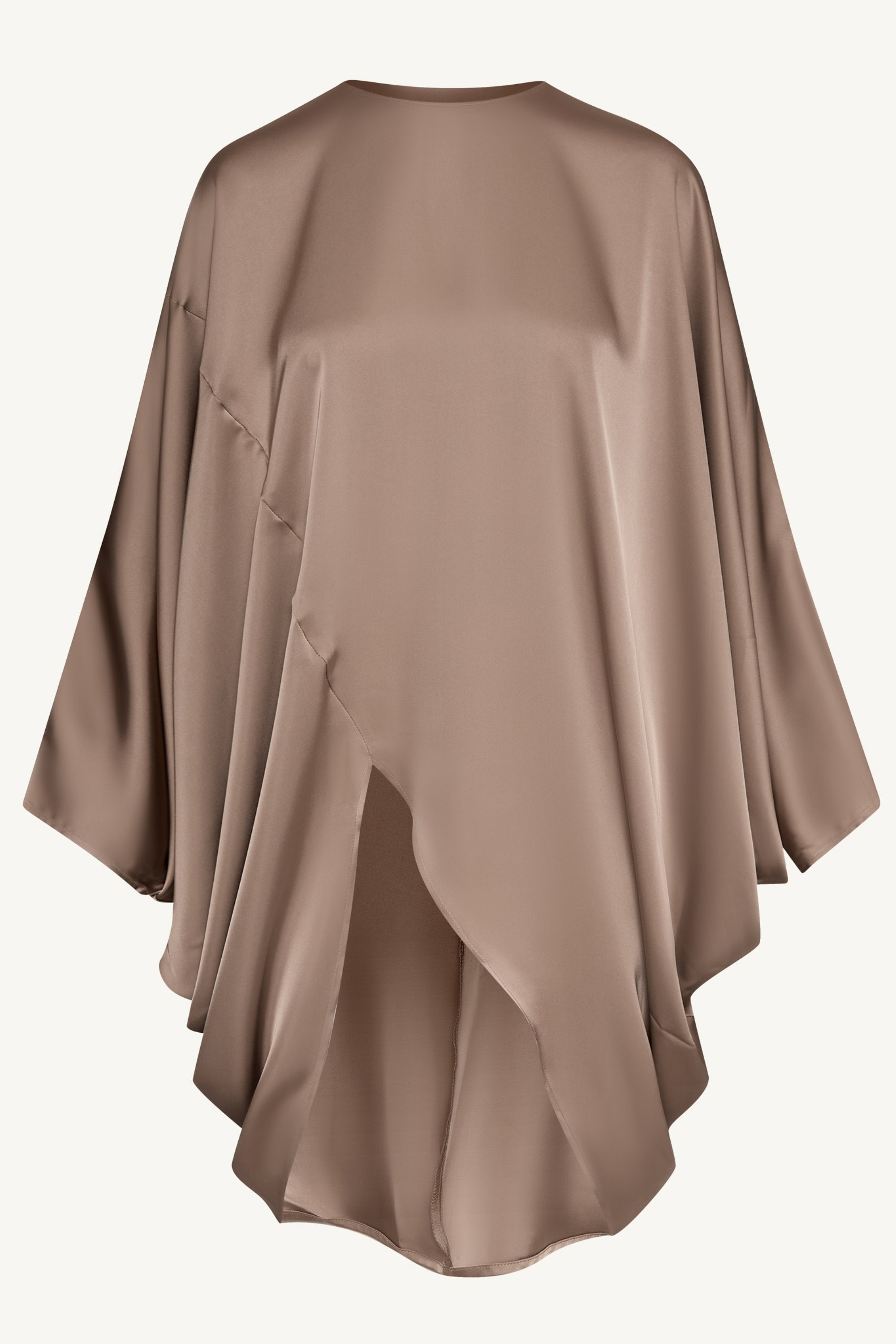 Ayat Asymmetric Satin Top - Truffle Tops Veiled Collection 