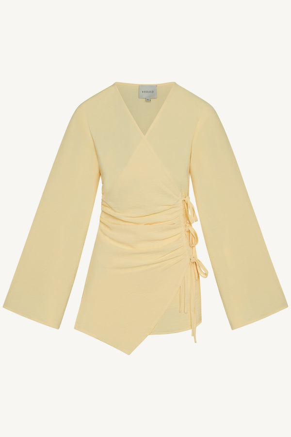 Ayla Asymmetric Tie Top - Butter Abayas Veiled 