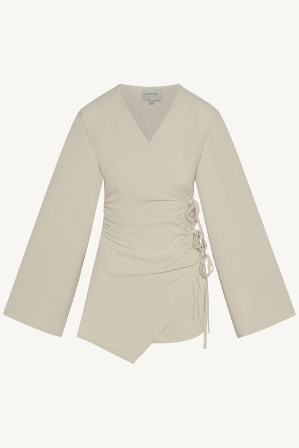 Ayla Asymmetric Tie Top - Sand Abayas Veiled 