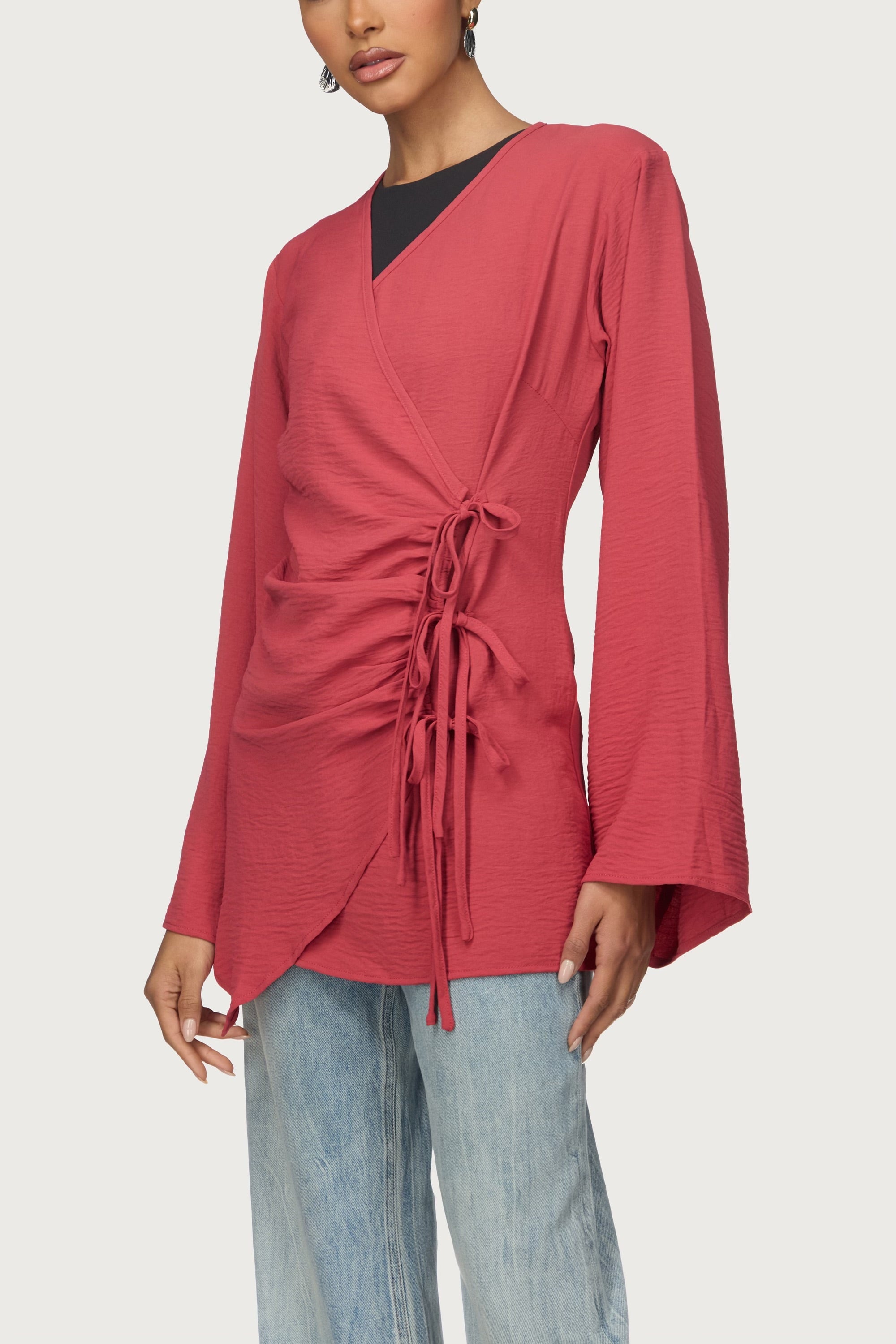 Ayla Asymmetric Tie Top - Watermelon Abayas Veiled 
