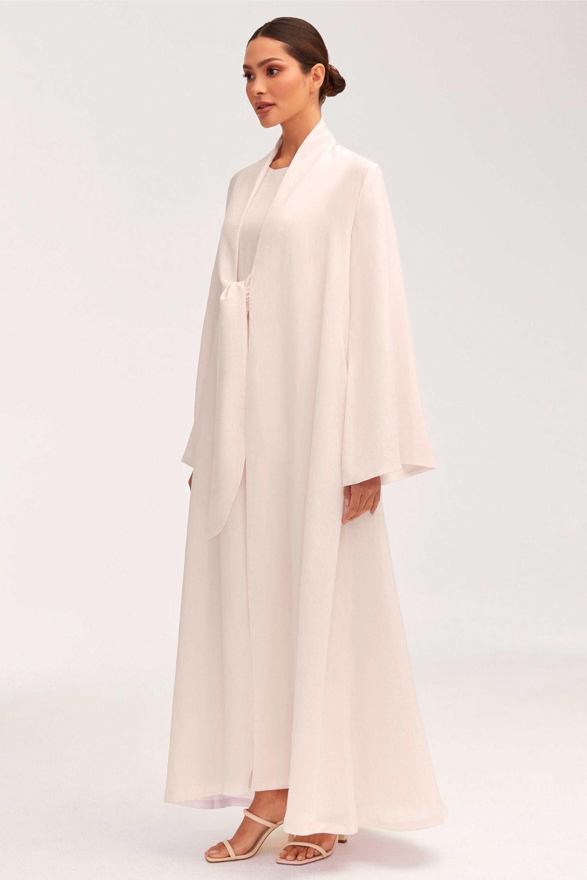 Azka Tie Front Abaya - Unbleached Clothing Veiled 