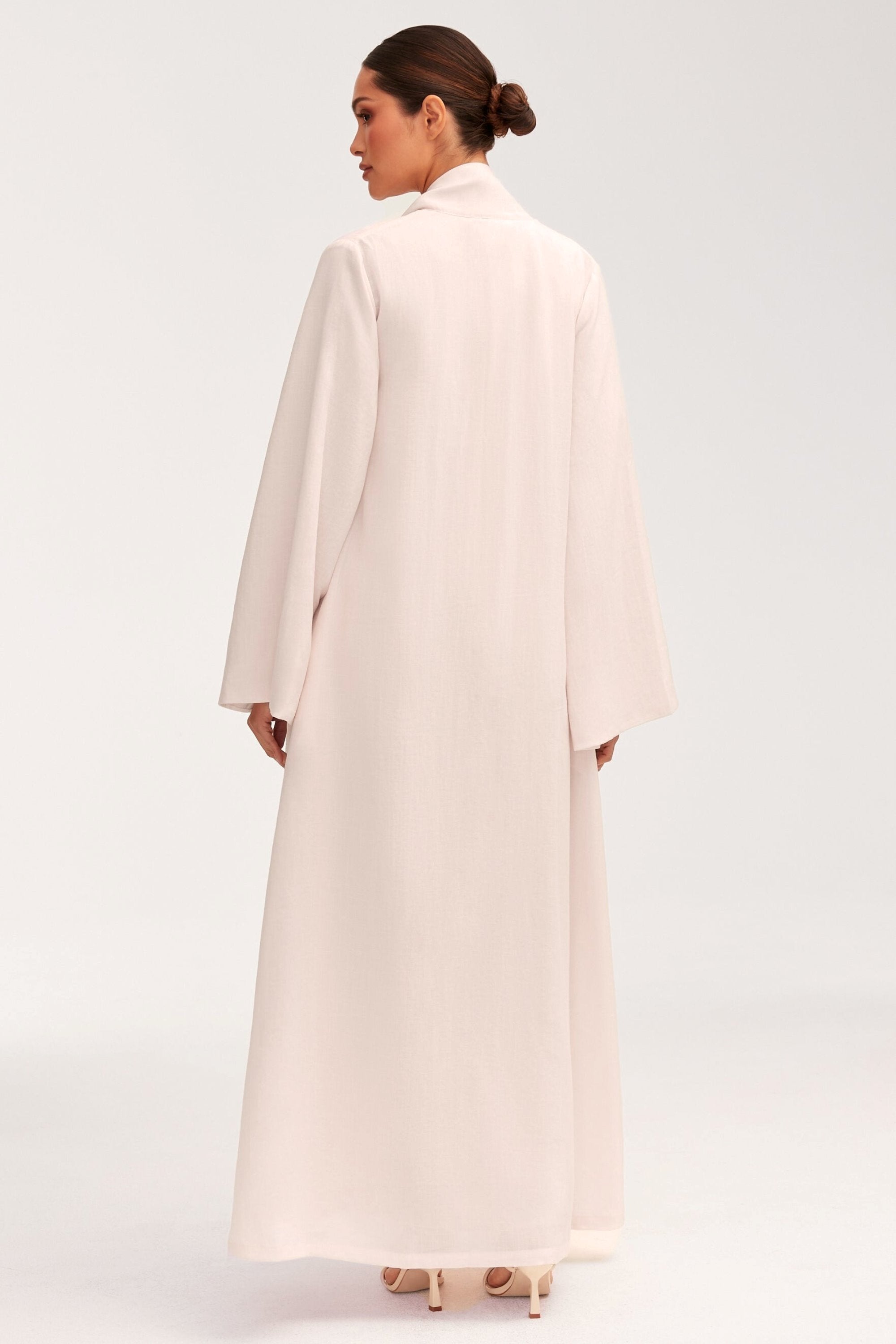 Azka Tie Front Abaya - Unbleached Clothing Veiled 