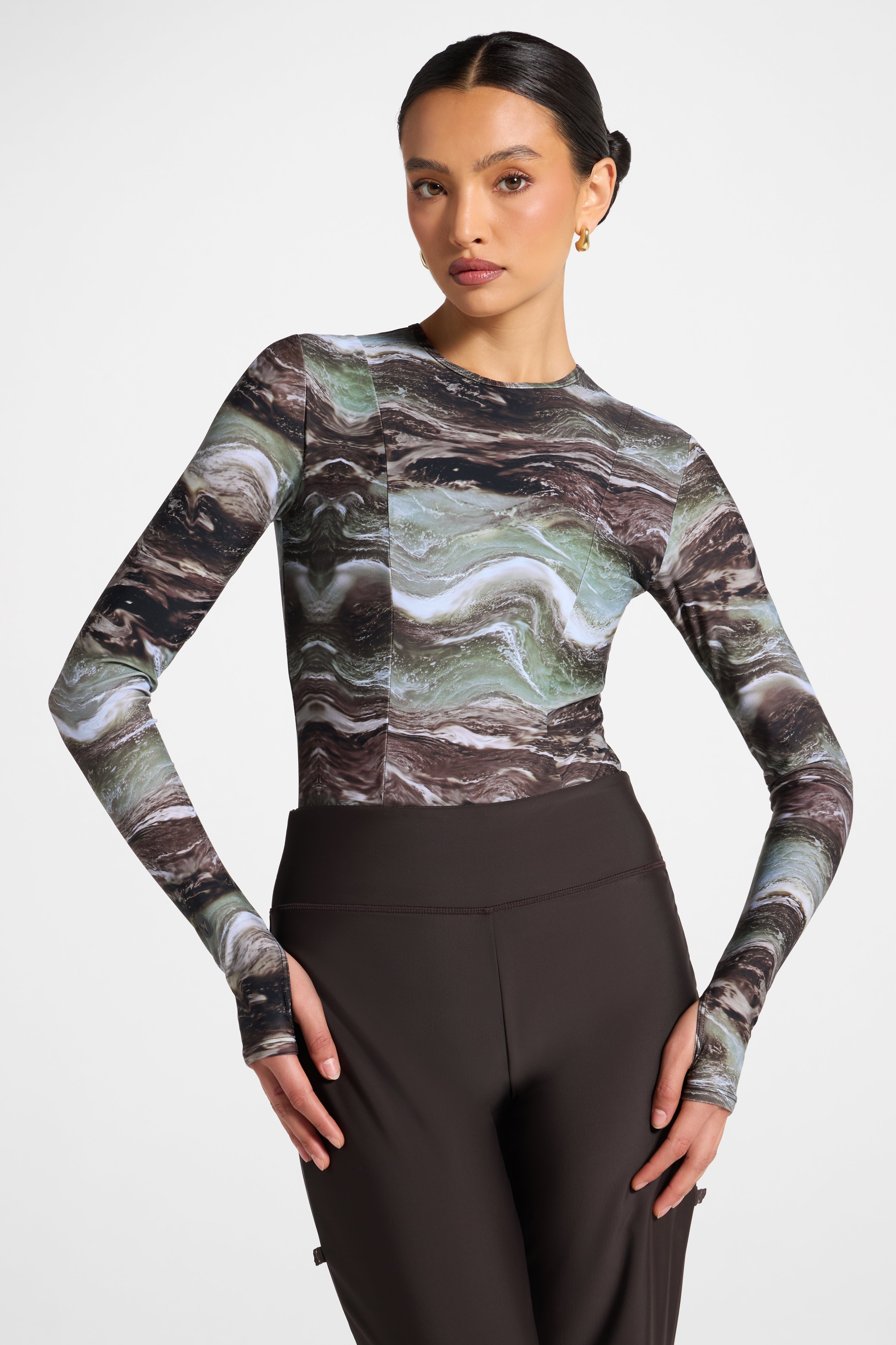 Back Zip Swimsuit - Earth Marble