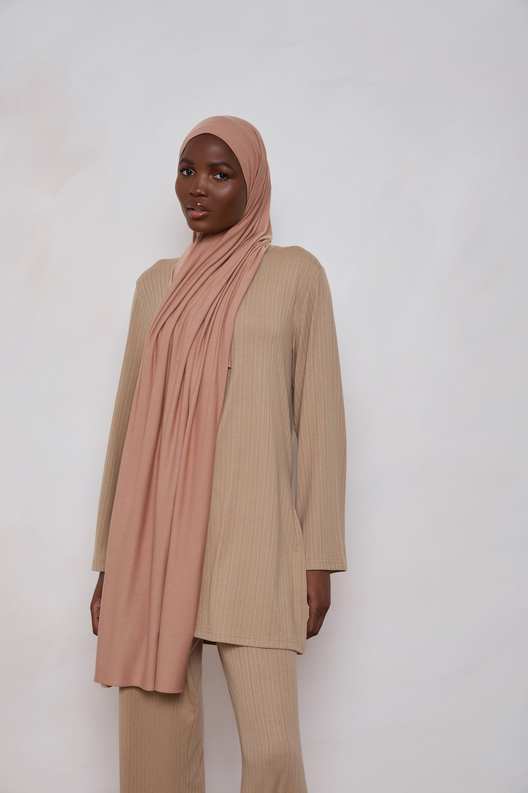 Veiled Bamboo Jersey Hijab - Stone Regular (180x75 cm)