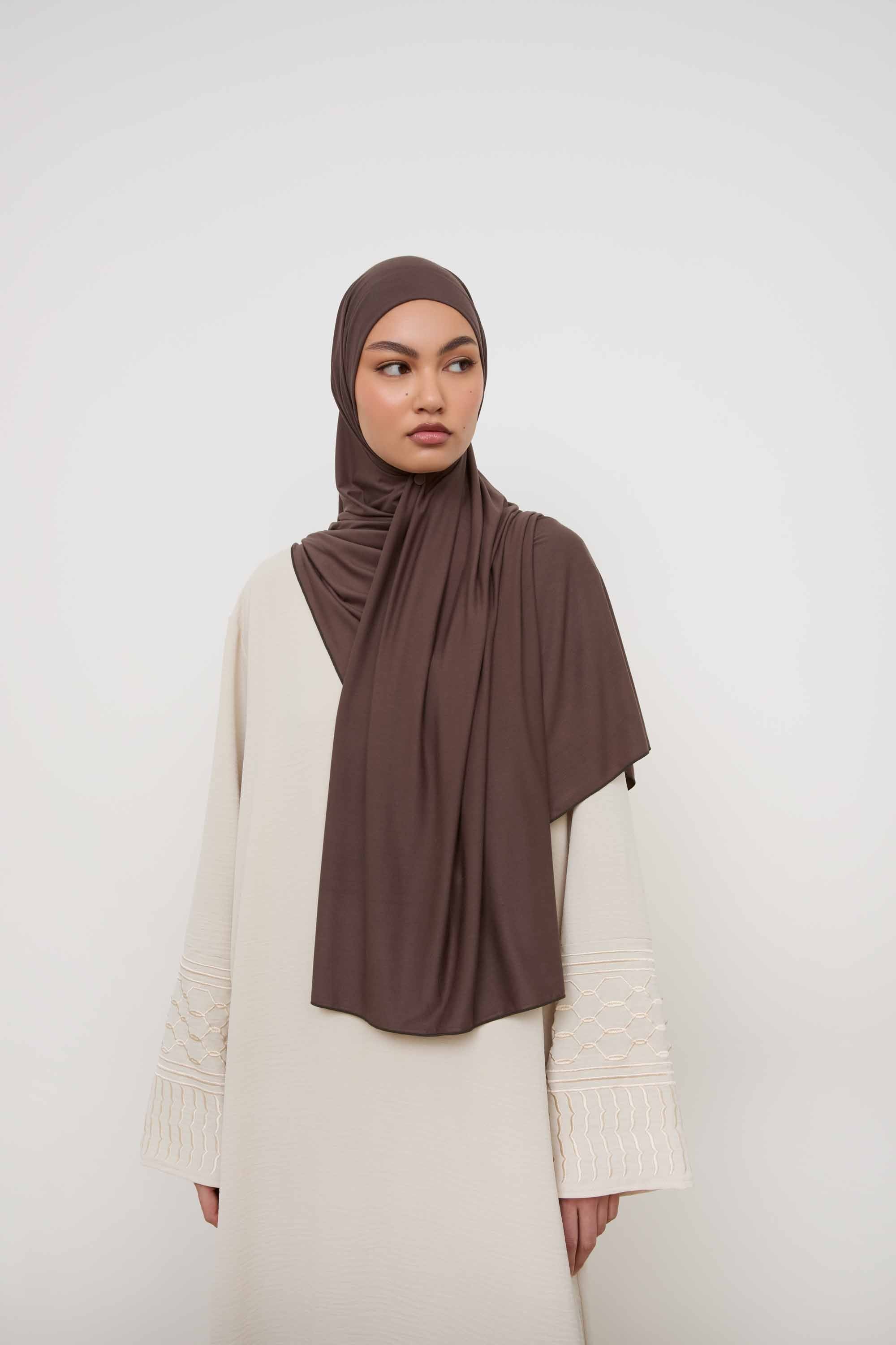 Bamboo Jersey Hijab - Dark Truffle Hijabs Veiled 